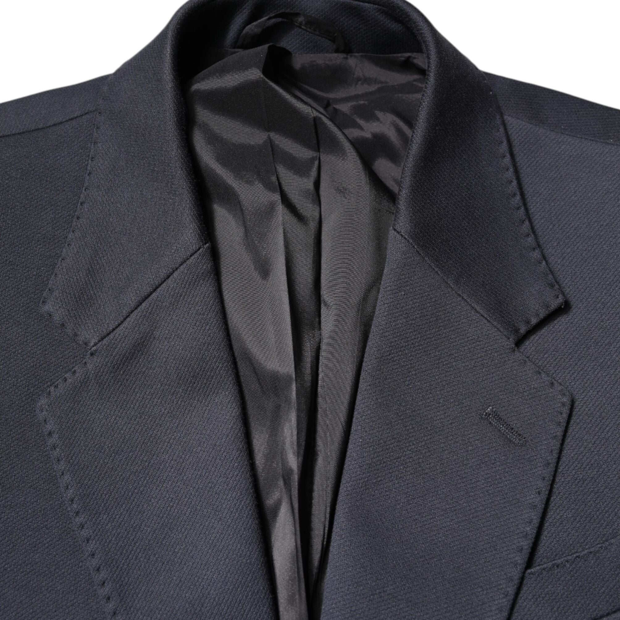 Dolce & Gabbana Dark Blue Cotton Men Jacket Coat Suit Blazer