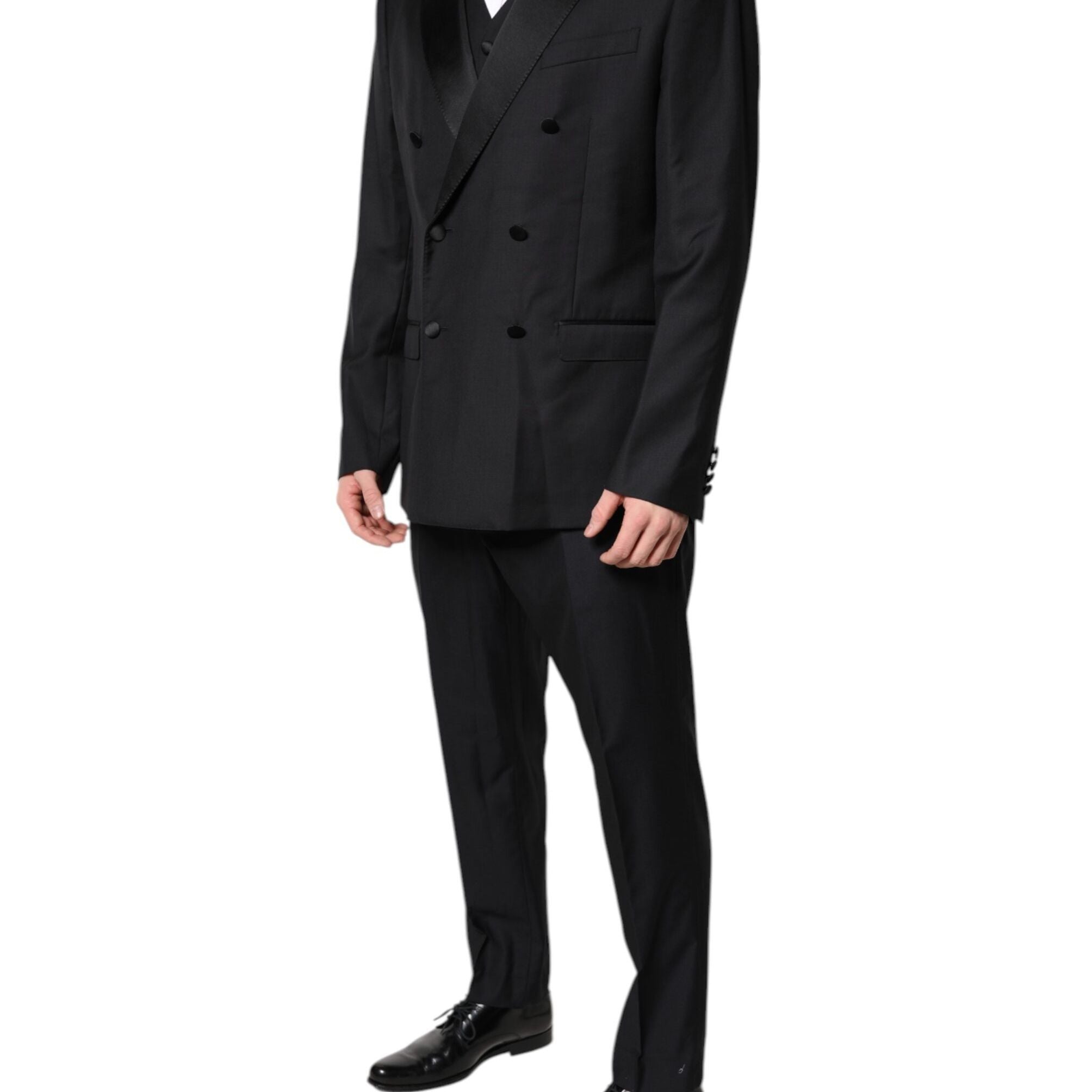 Dolce & Gabbana Black Double Breasted Formal 3 Piece Suit