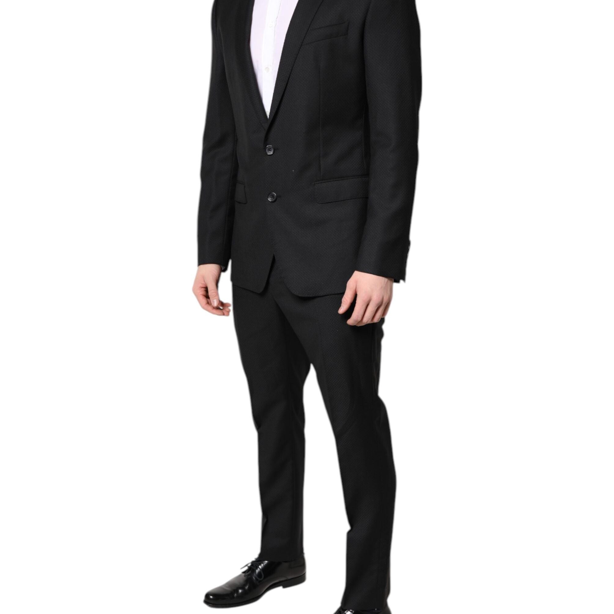 Dolce & Gabbana Black Wool Single Breasted 2 Piece Suit