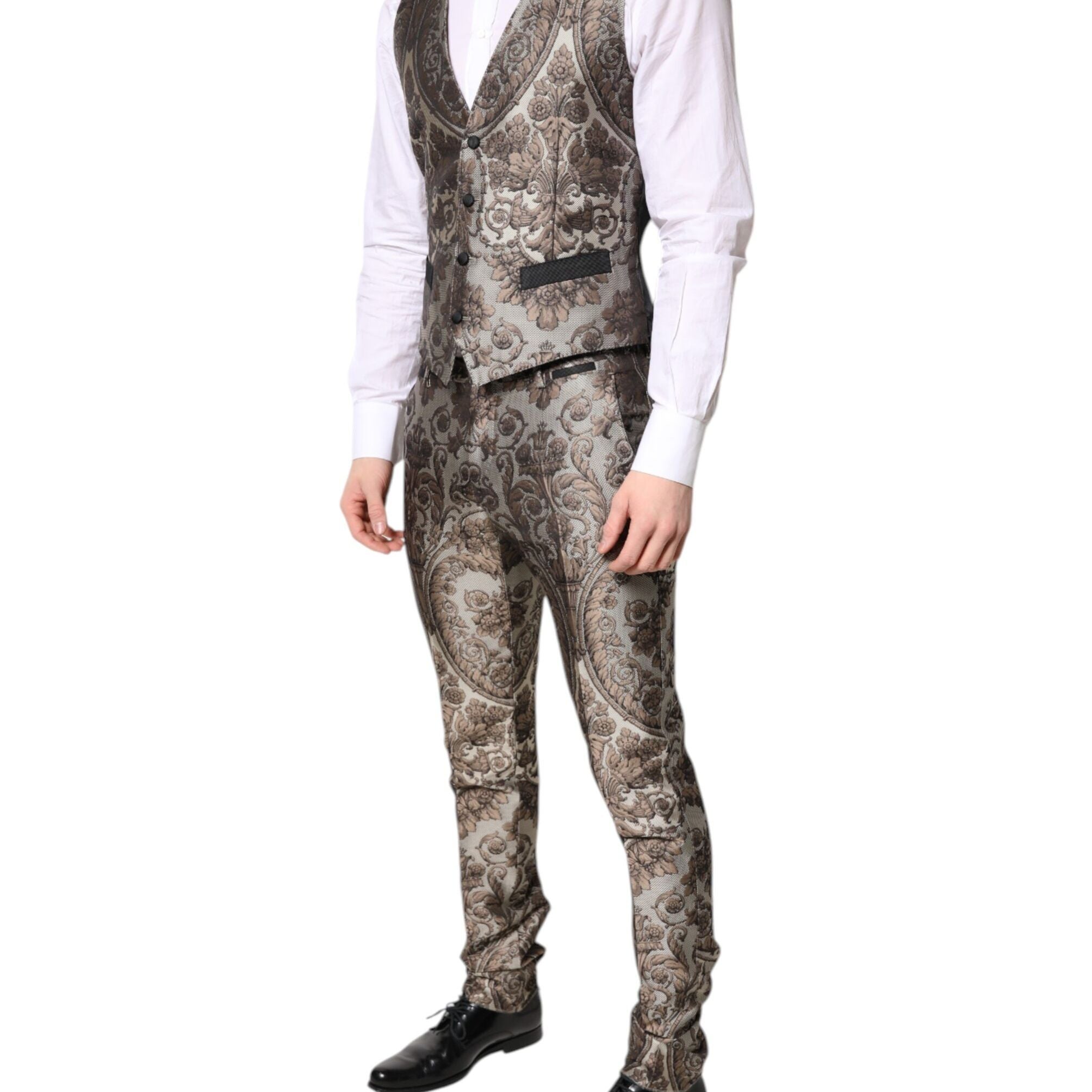 Dolce & Gabbana Multicolor Jacquard Single Breasted 3 Piece Suit