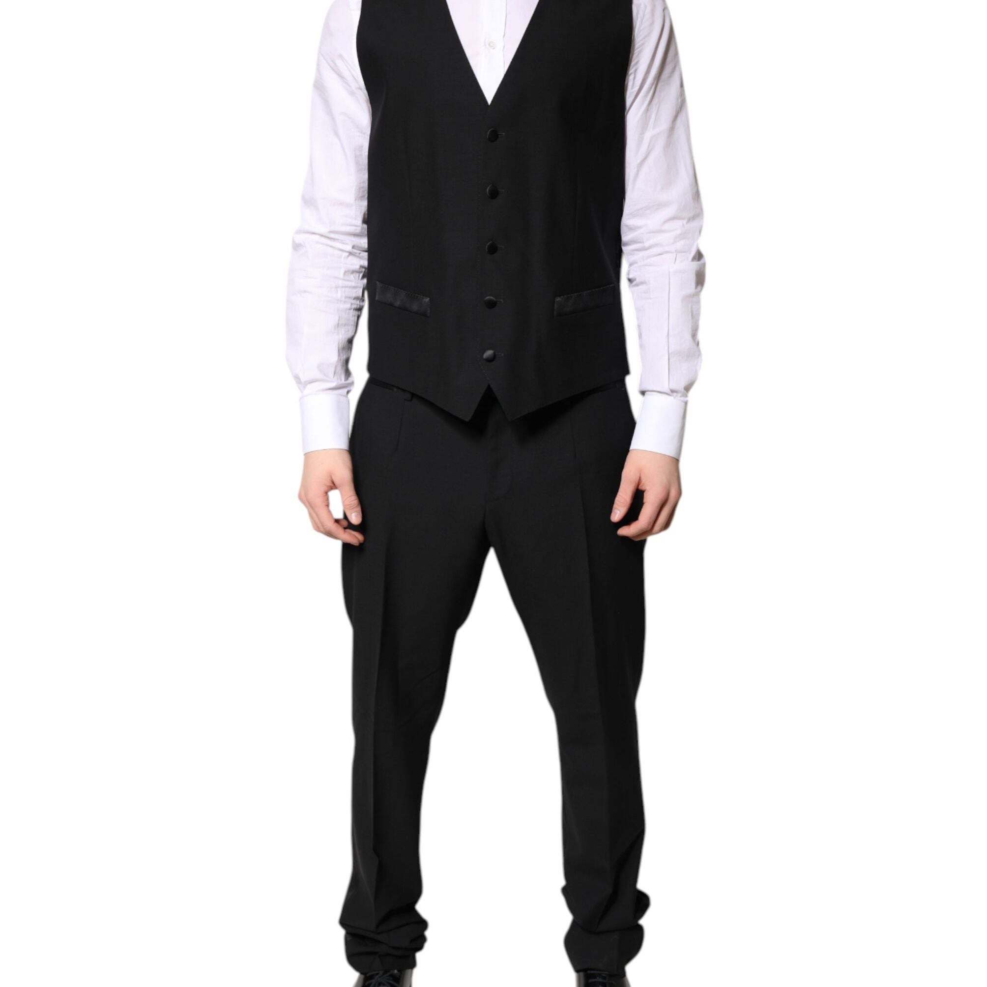 Dolce & Gabbana Black Single Breasted Formal 3 Piece Suit