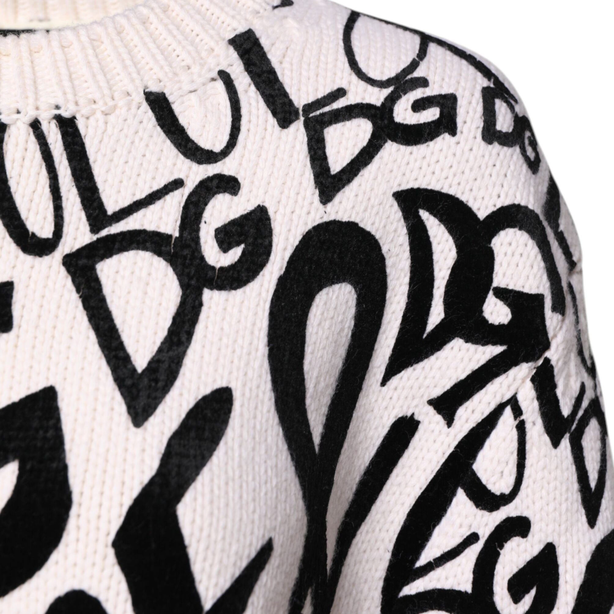 Dolce & Gabbana White Black Logo Print Women Pullover Sweater