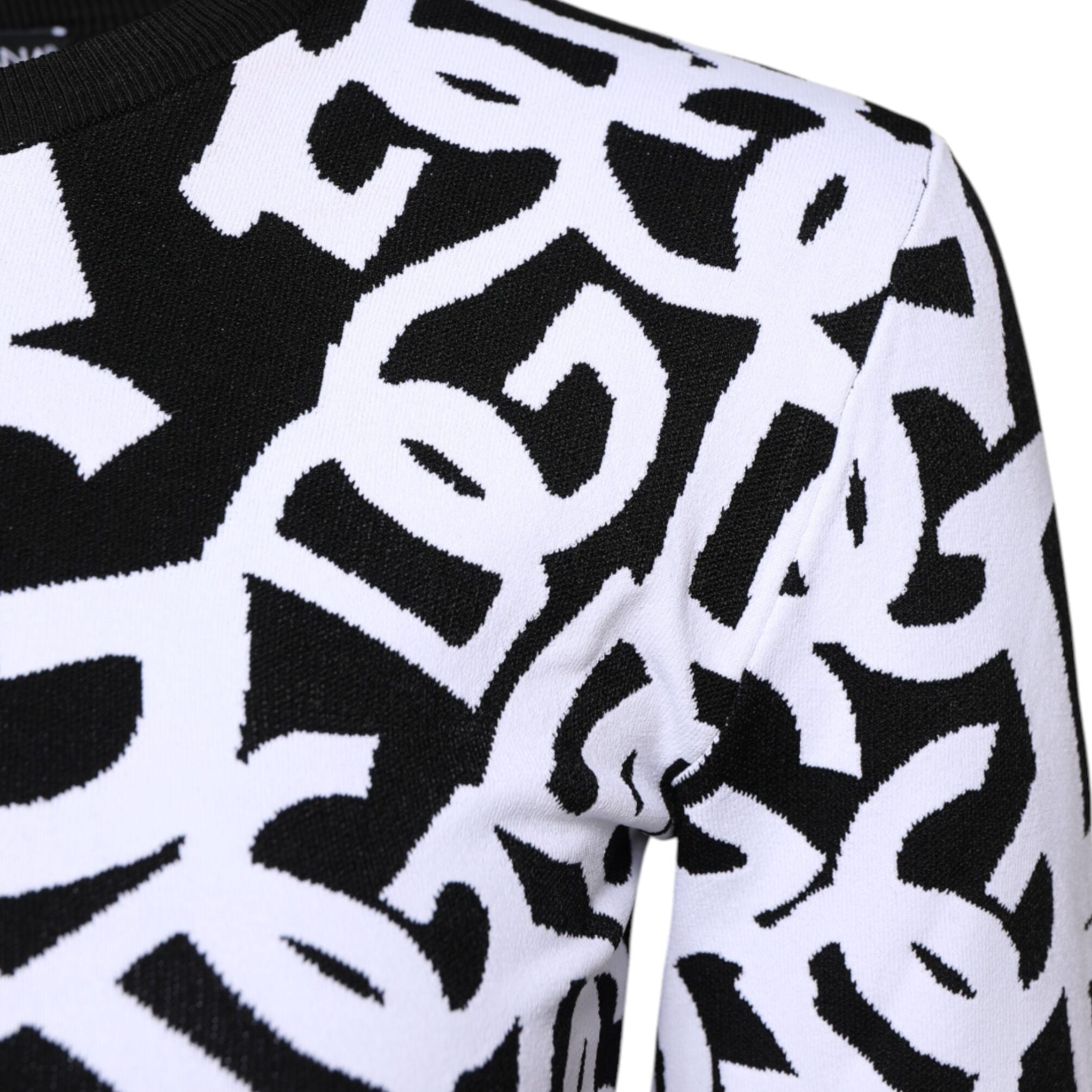 Dolce & Gabbana Black White Logo Print Women Pullover Sweater