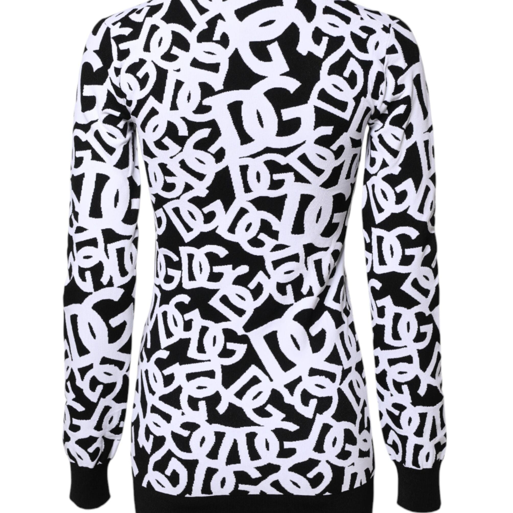 Dolce & Gabbana Black White Logo Print Women Pullover Sweater