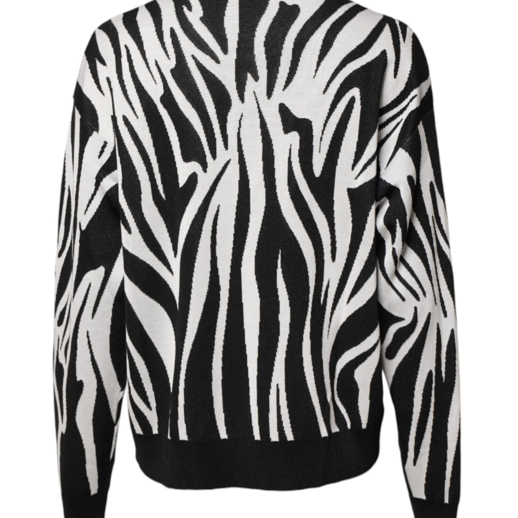 Dolce & Gabbana Black White Print Women Pullover Sweater