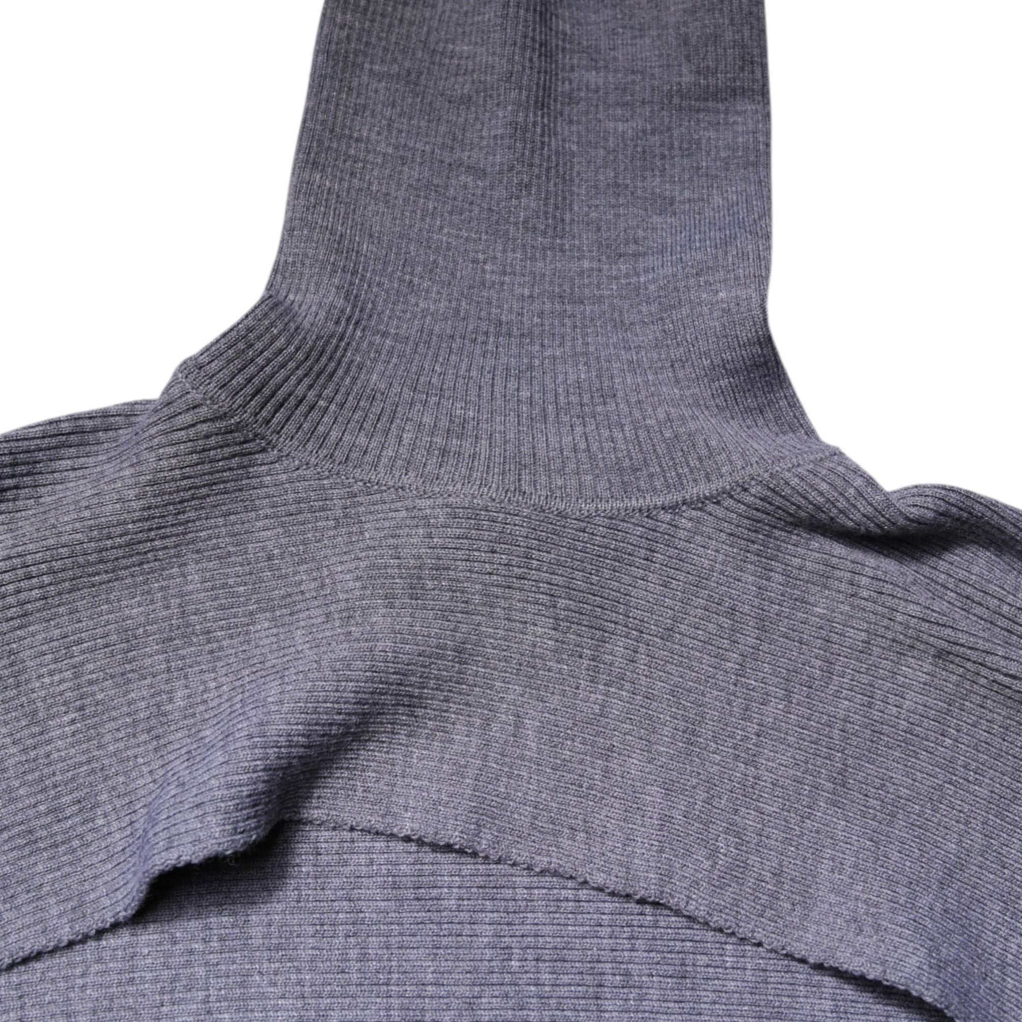 Dolce & Gabbana Gray Wool Knit Turtleneck Cropped Top Sweater
