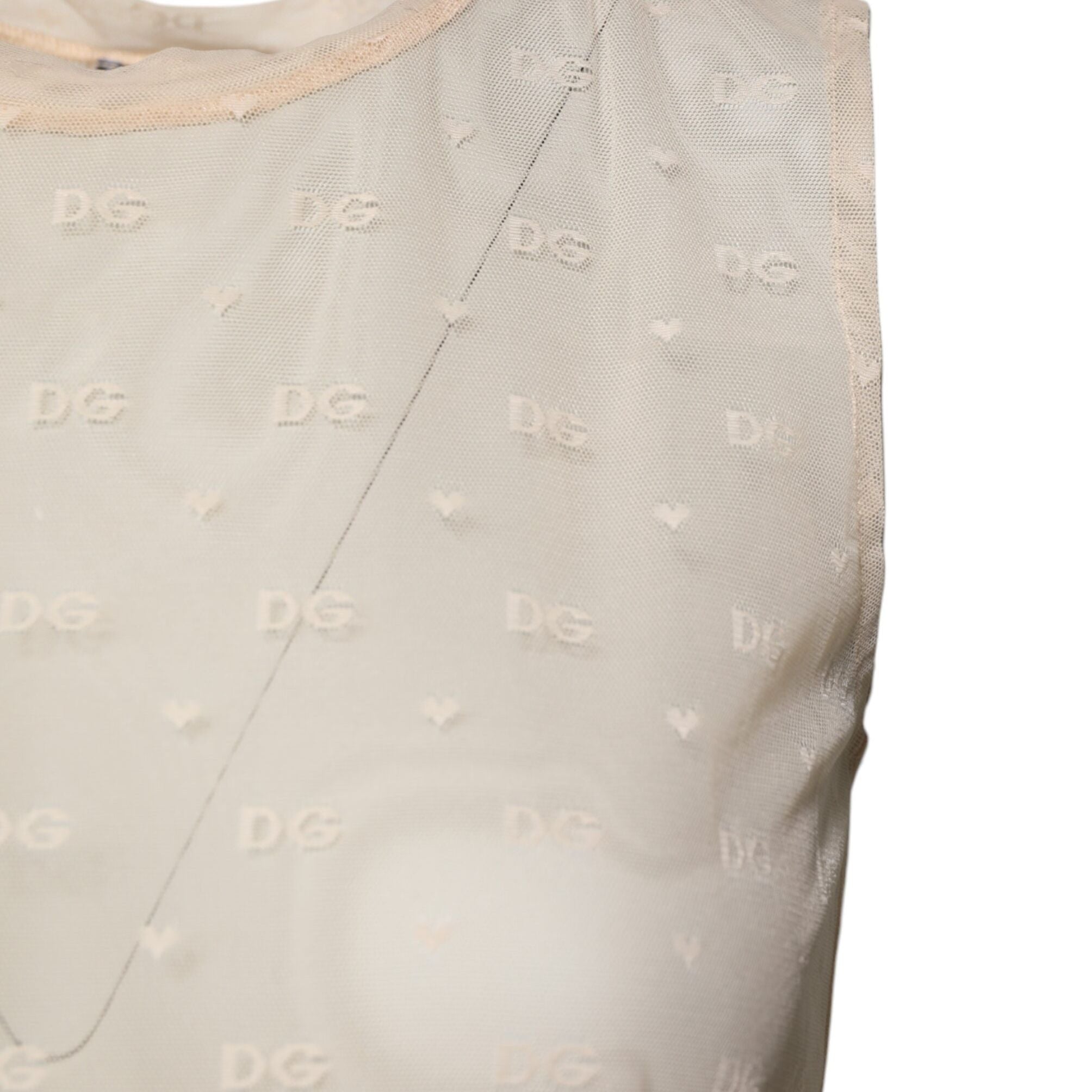 Dolce & Gabbana Ivory Nylon Logo See Through Sleeveless Tank Top