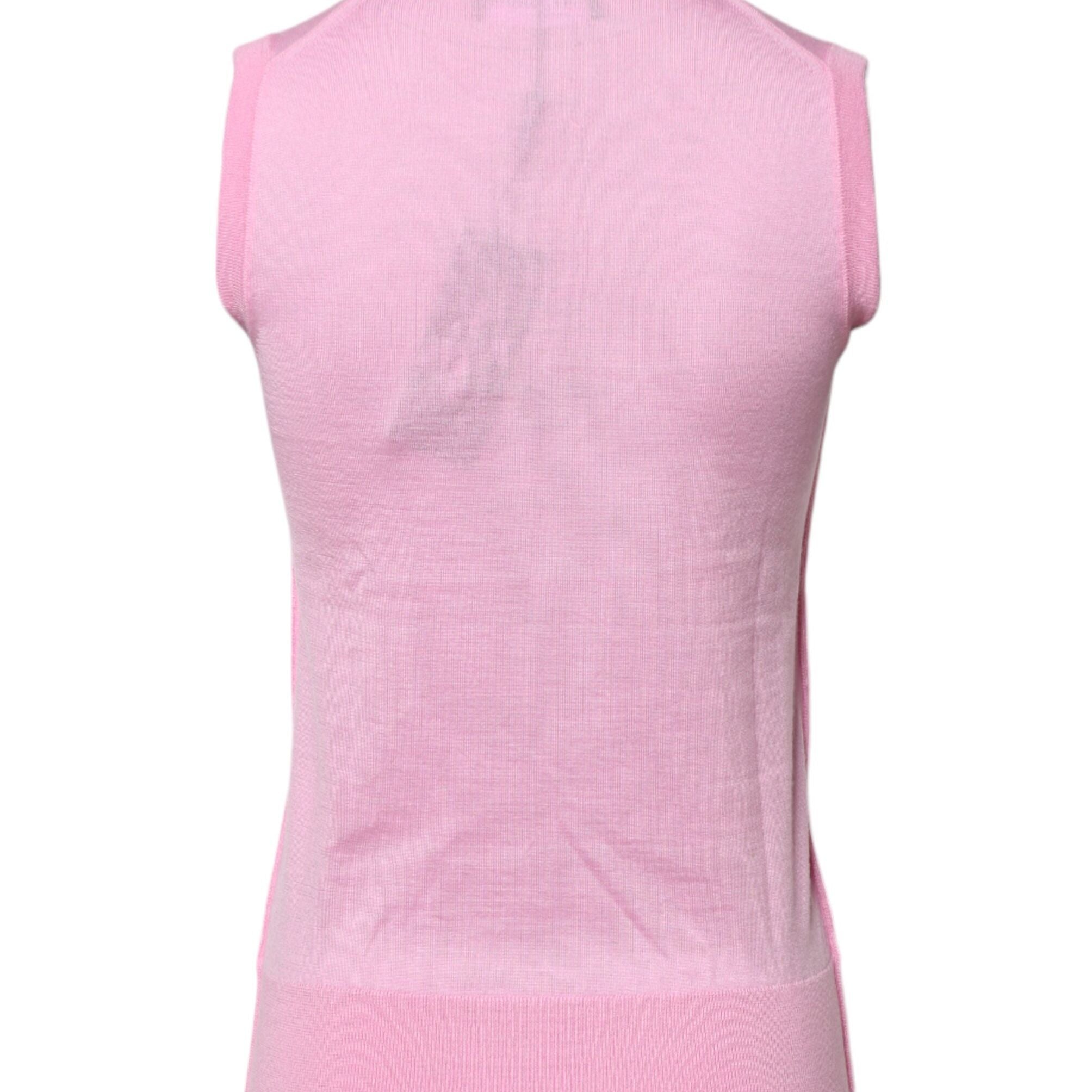 Dolce & Gabbana Pink Cashmere Round Neck Sleeveless Tank Top