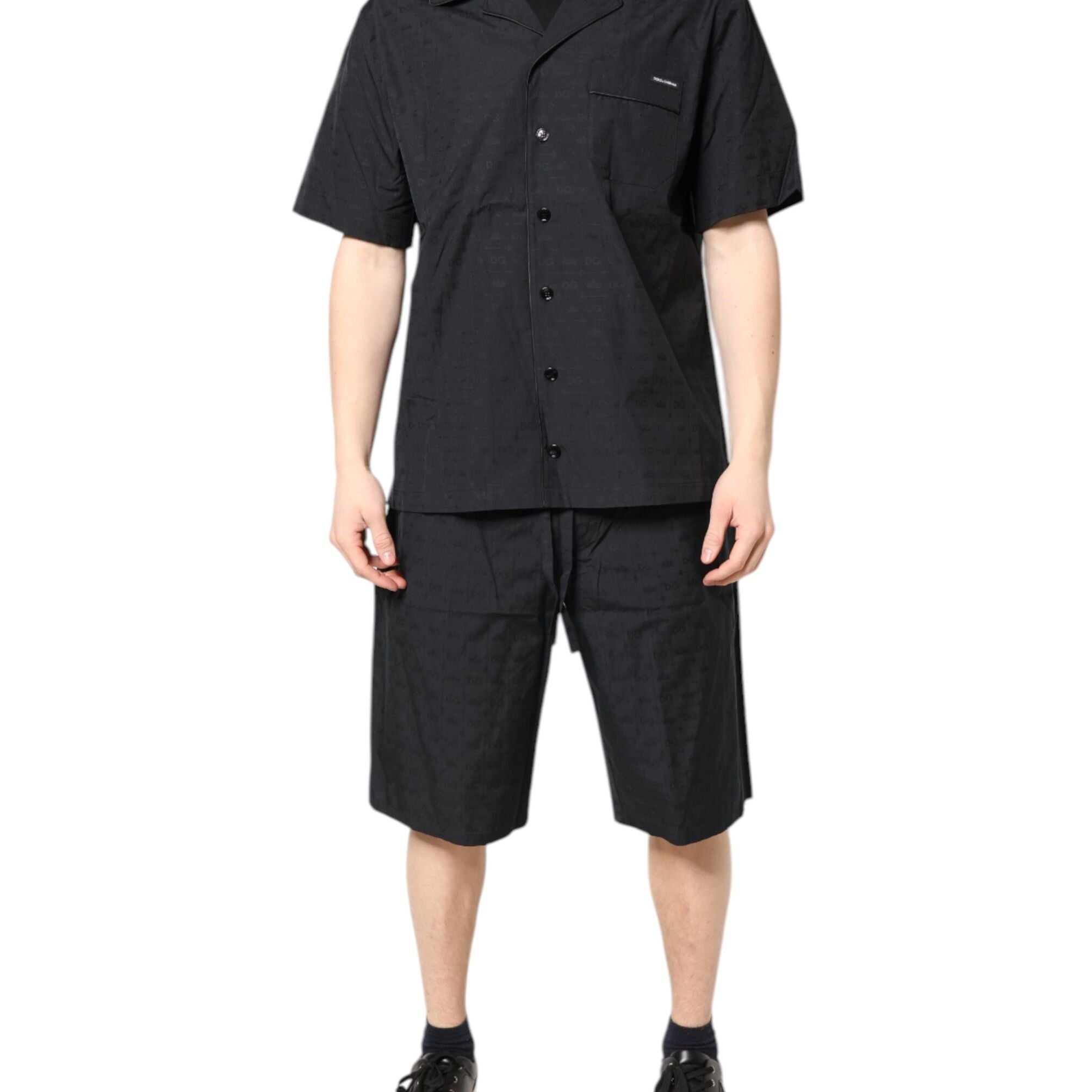 Dolce & Gabbana Black Cotton Men Pajama Set Sleepwear