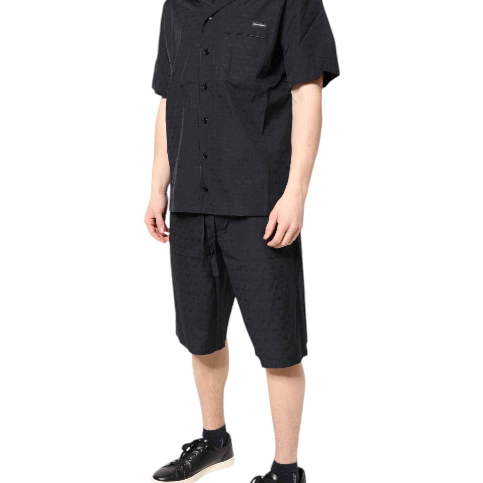 Dolce & Gabbana Black Cotton Men Pajama Set Sleepwear