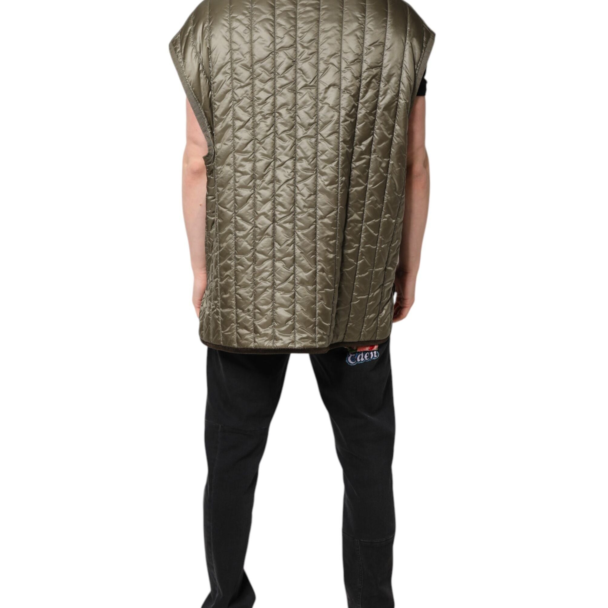 Dolce & Gabbana Brown Logo Plaque Quilted Vest Jacket