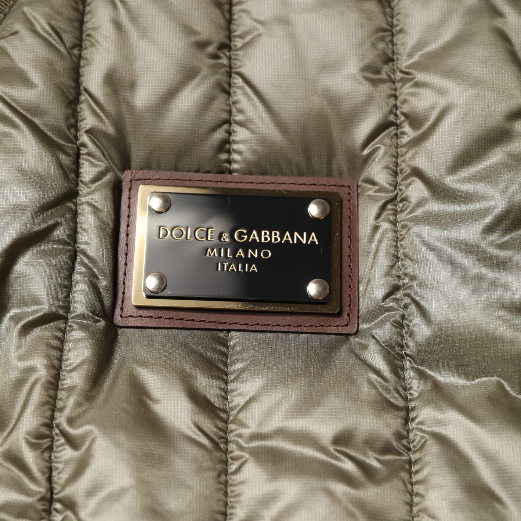 Dolce & Gabbana Brown Logo Plaque Quilted Vest Jacket