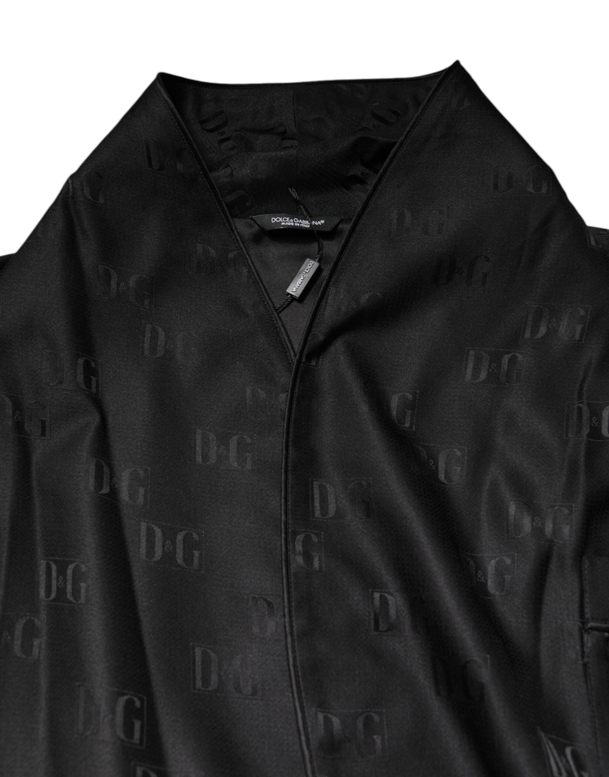Dolce & Gabbana Black Silk DG Logo Men Wrap Robe Coat Jacket