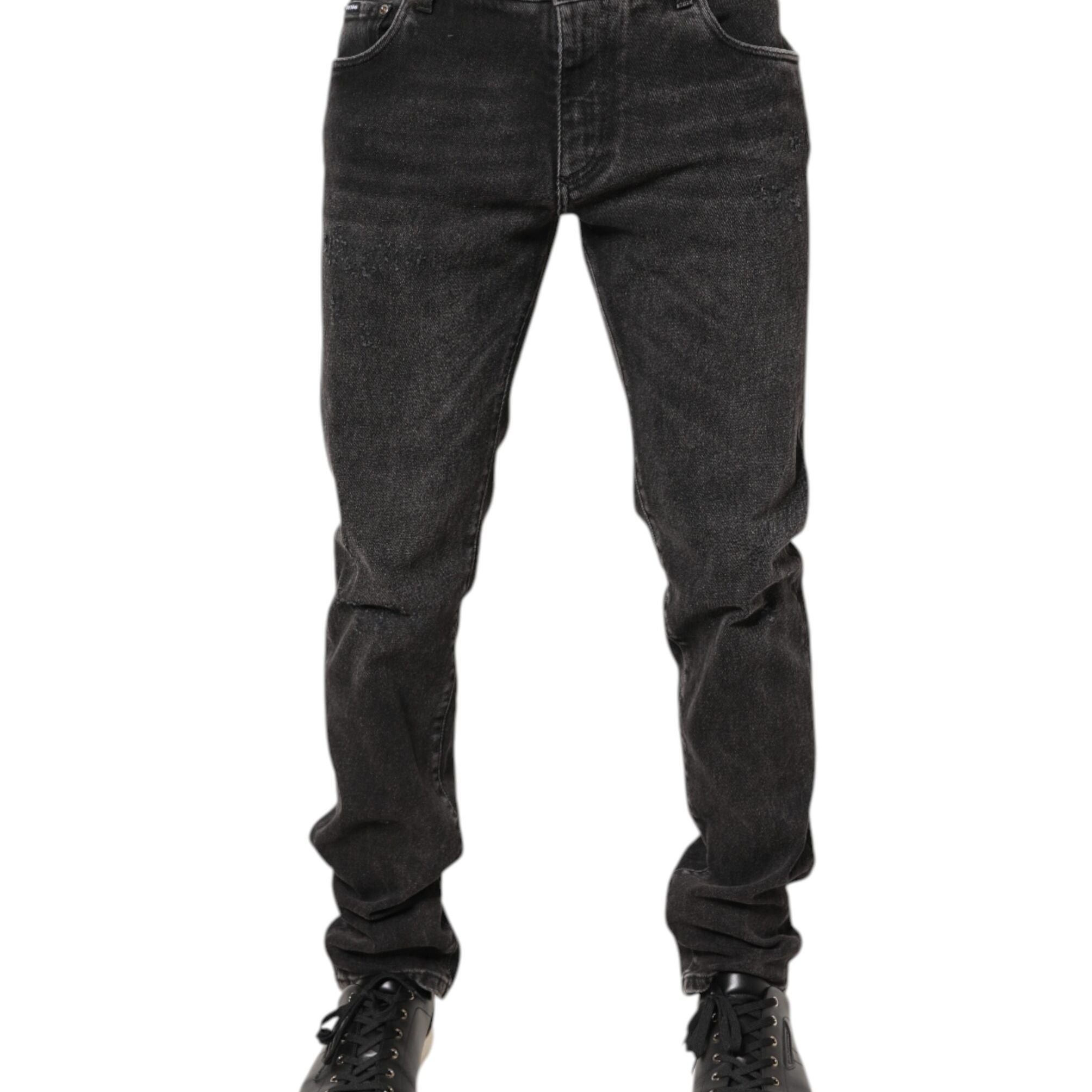 Dolce & Gabbana Gray Washed Cotton Skinny Denim Jeans