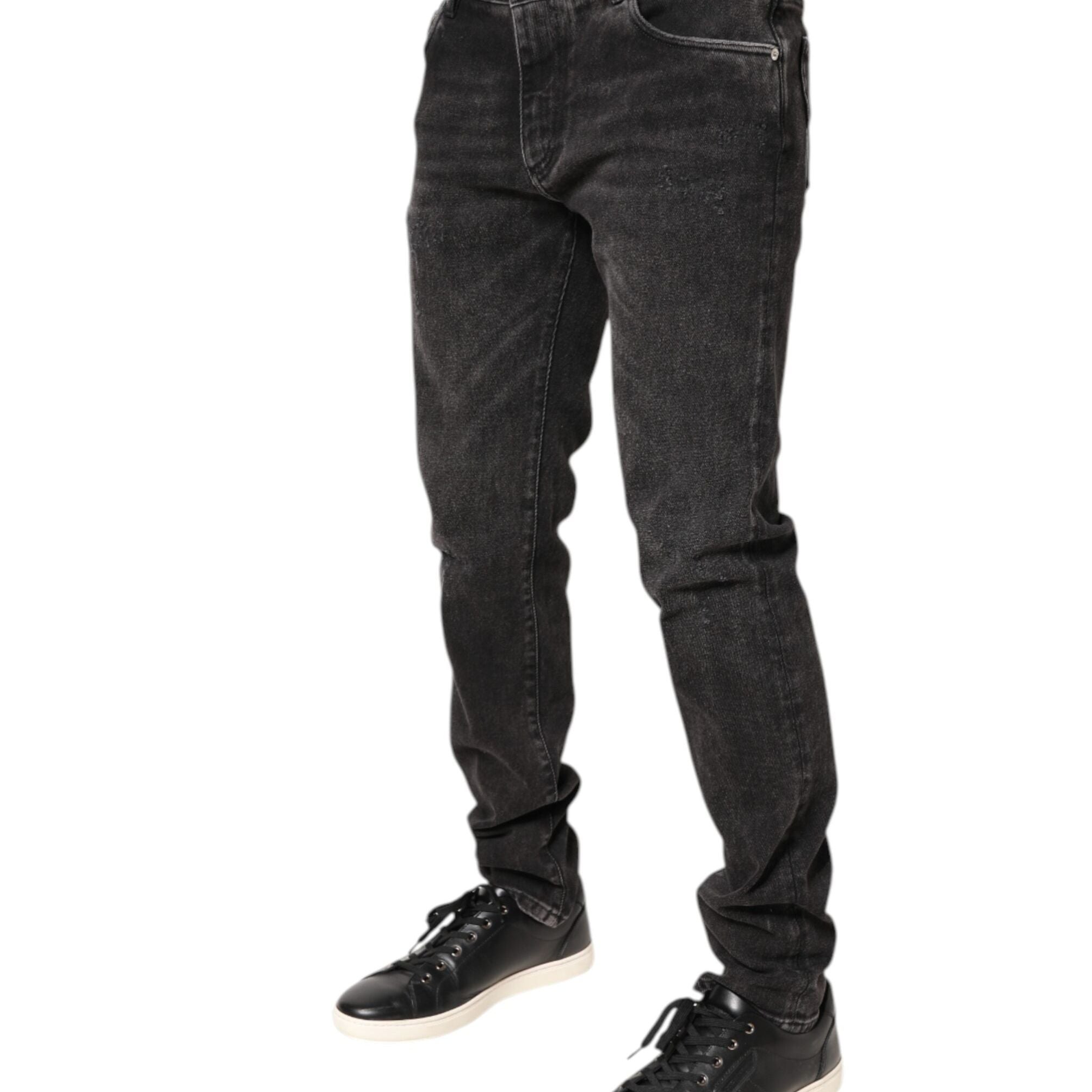 Dolce & Gabbana Gray Washed Cotton Skinny Denim Jeans