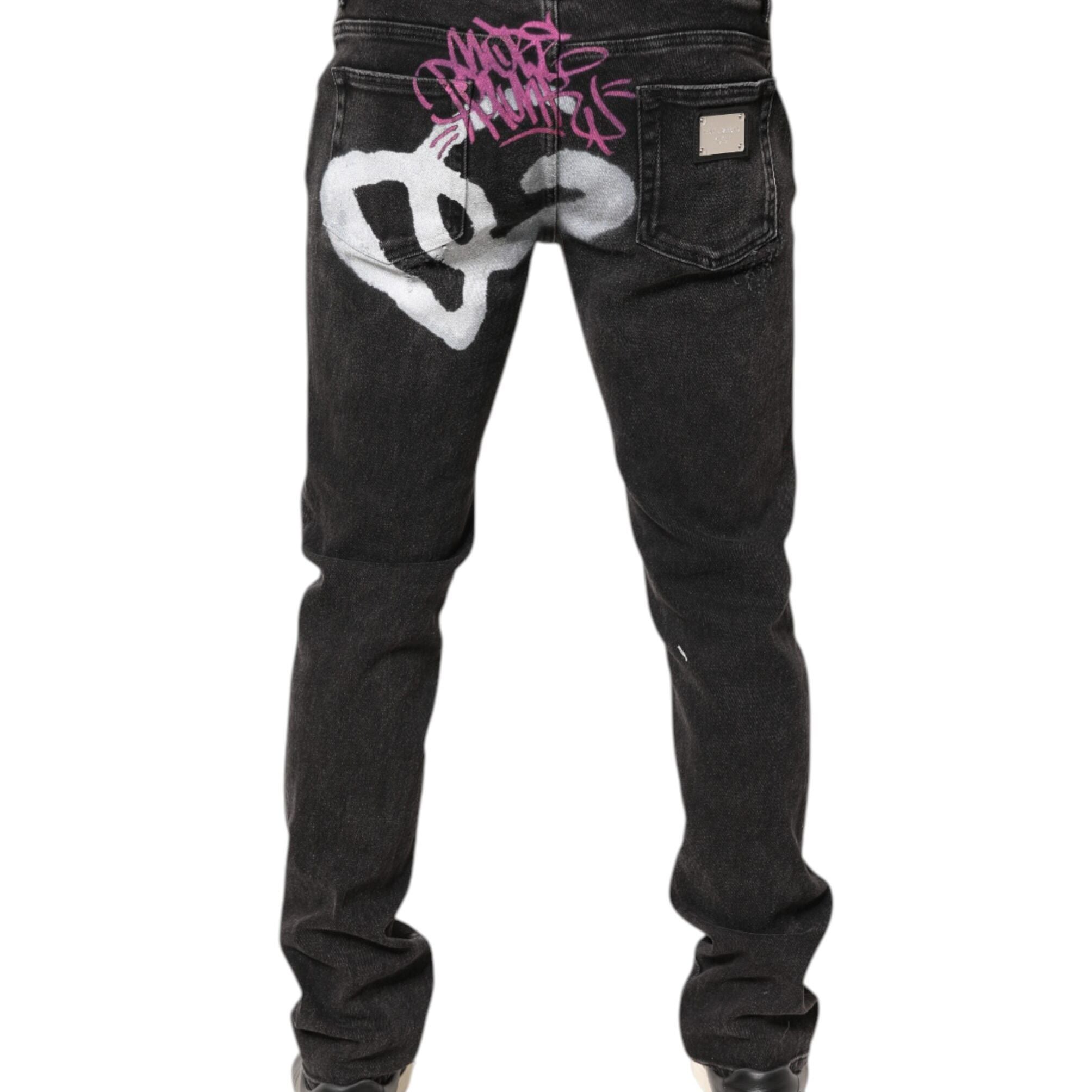 Dolce & Gabbana Gray Washed Cotton Skinny Denim Jeans