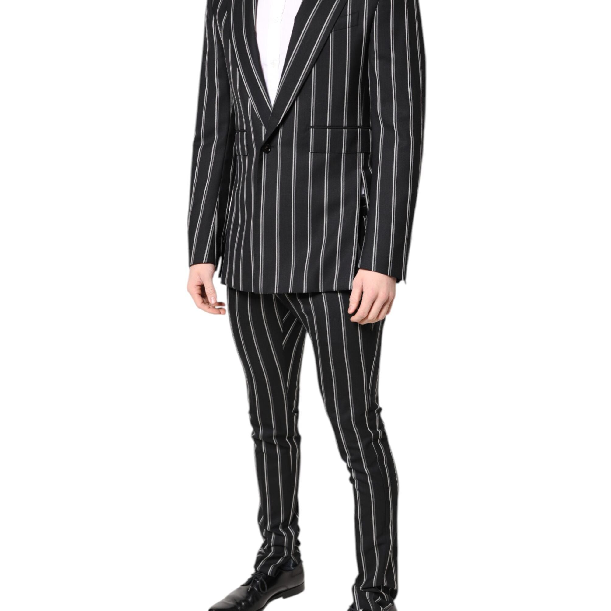 Dolce & Gabbana Black Striped SICILIA Formal 2 Piece Suit