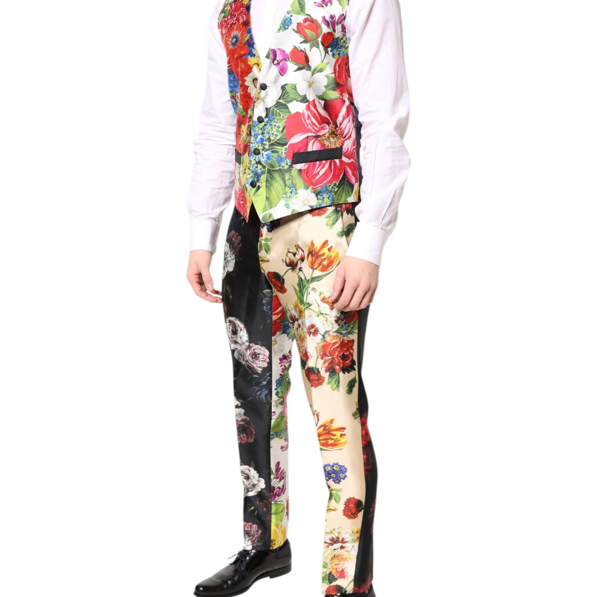 Dolce & Gabbana Multicolor Floral SICILIA Silk 3 Piece Suit