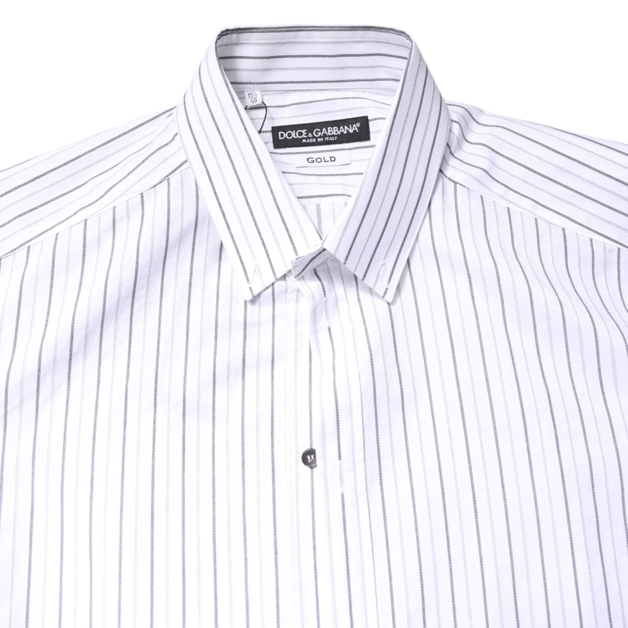 Dolce & Gabbana White Stripes Cotton GOLD Formal Dress Shirt
