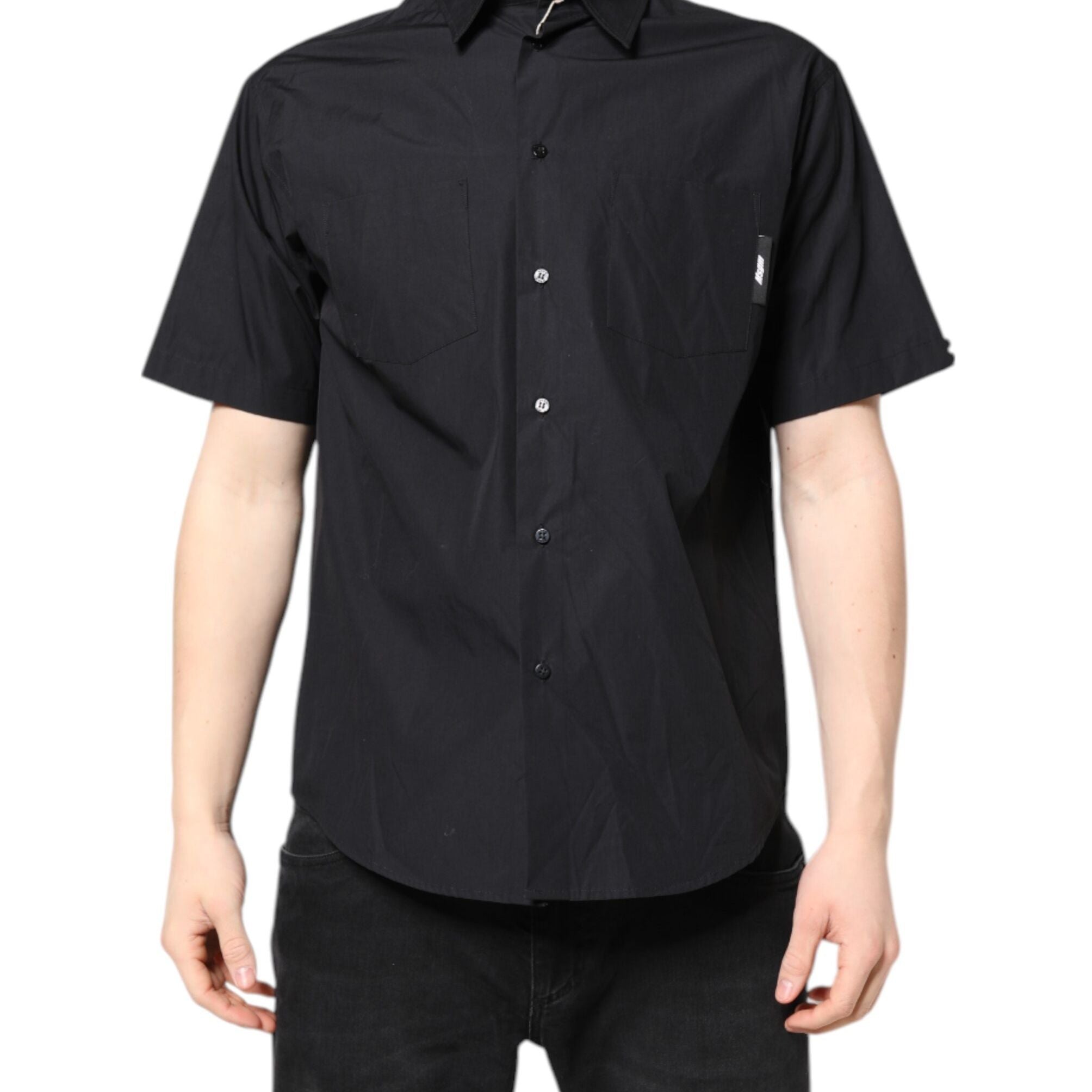 MSGM Black Printed Short Sleeves Collared Men Casual Shirt