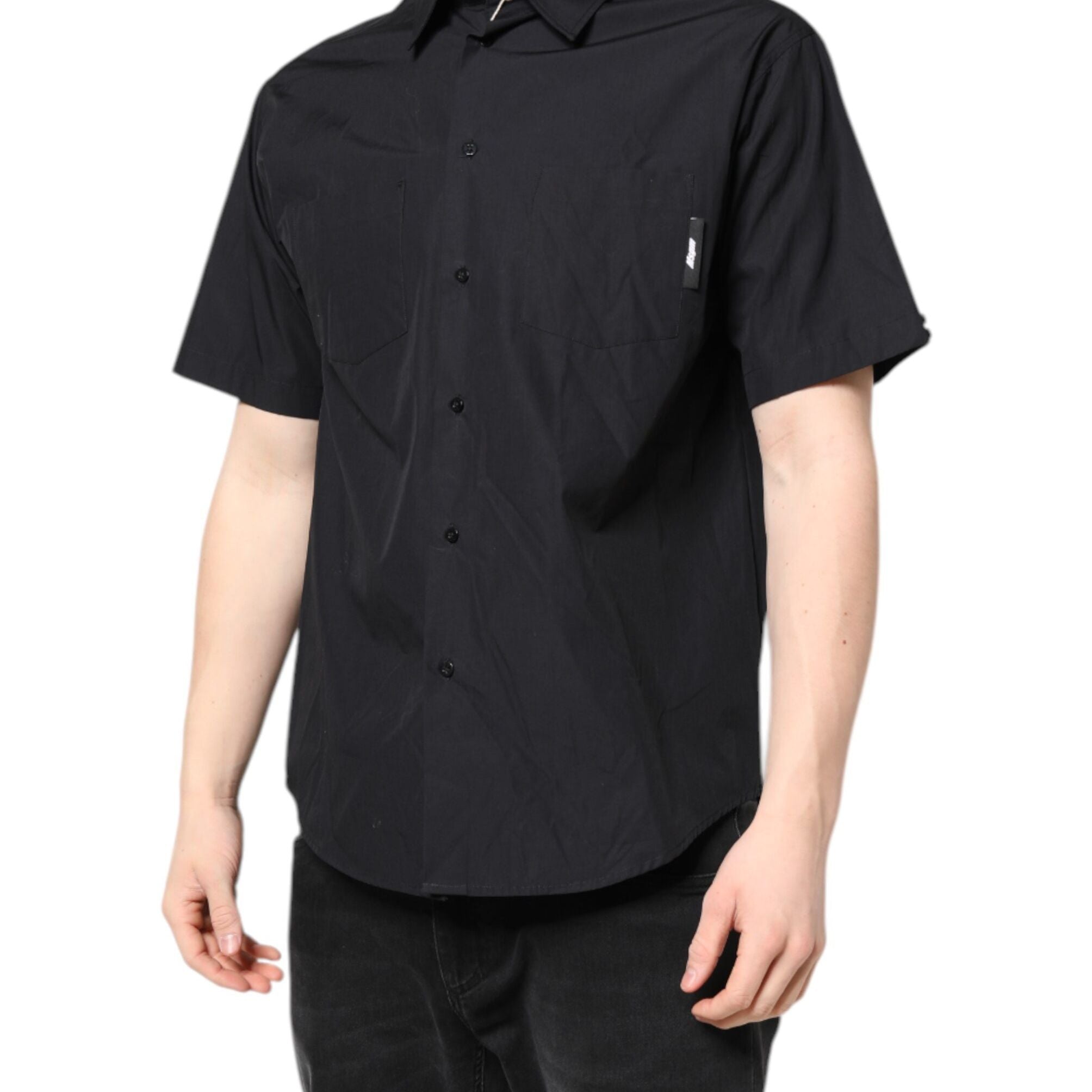 MSGM Black Printed Short Sleeves Collared Men Casual Shirt
