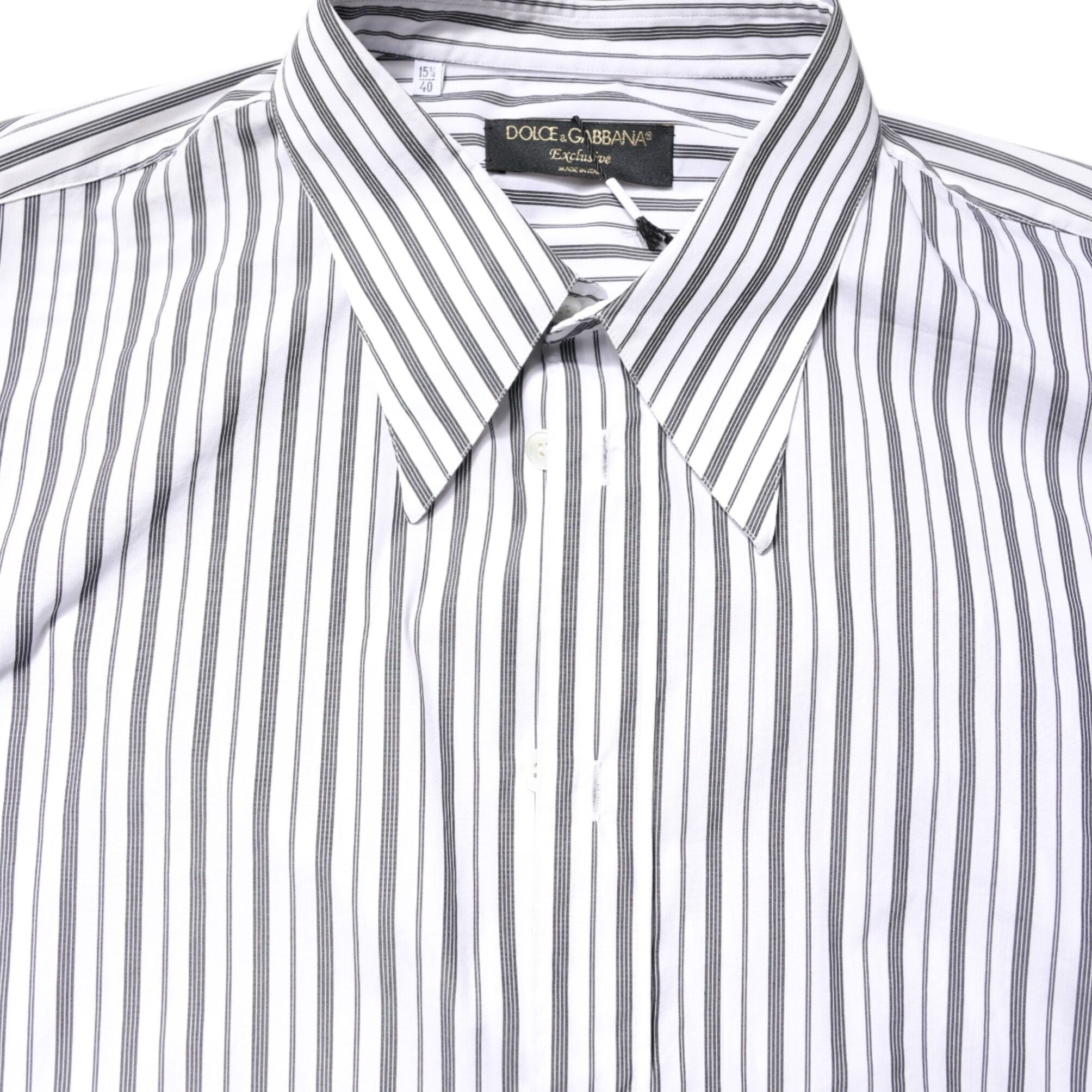 Dolce & Gabbana White Black Stripe Button Down Casual Shirt