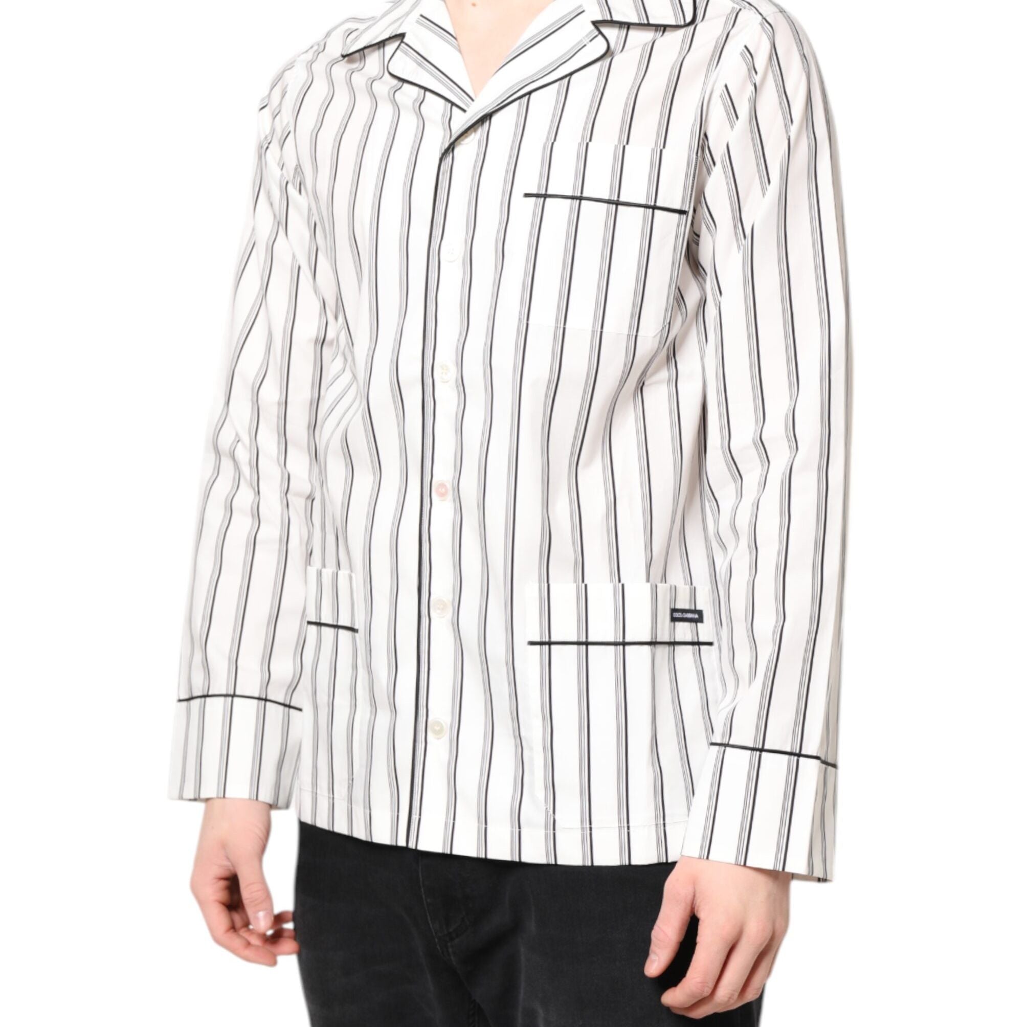 Dolce & Gabbana White Stripes Lounge Pajama Sleepwear Shirt