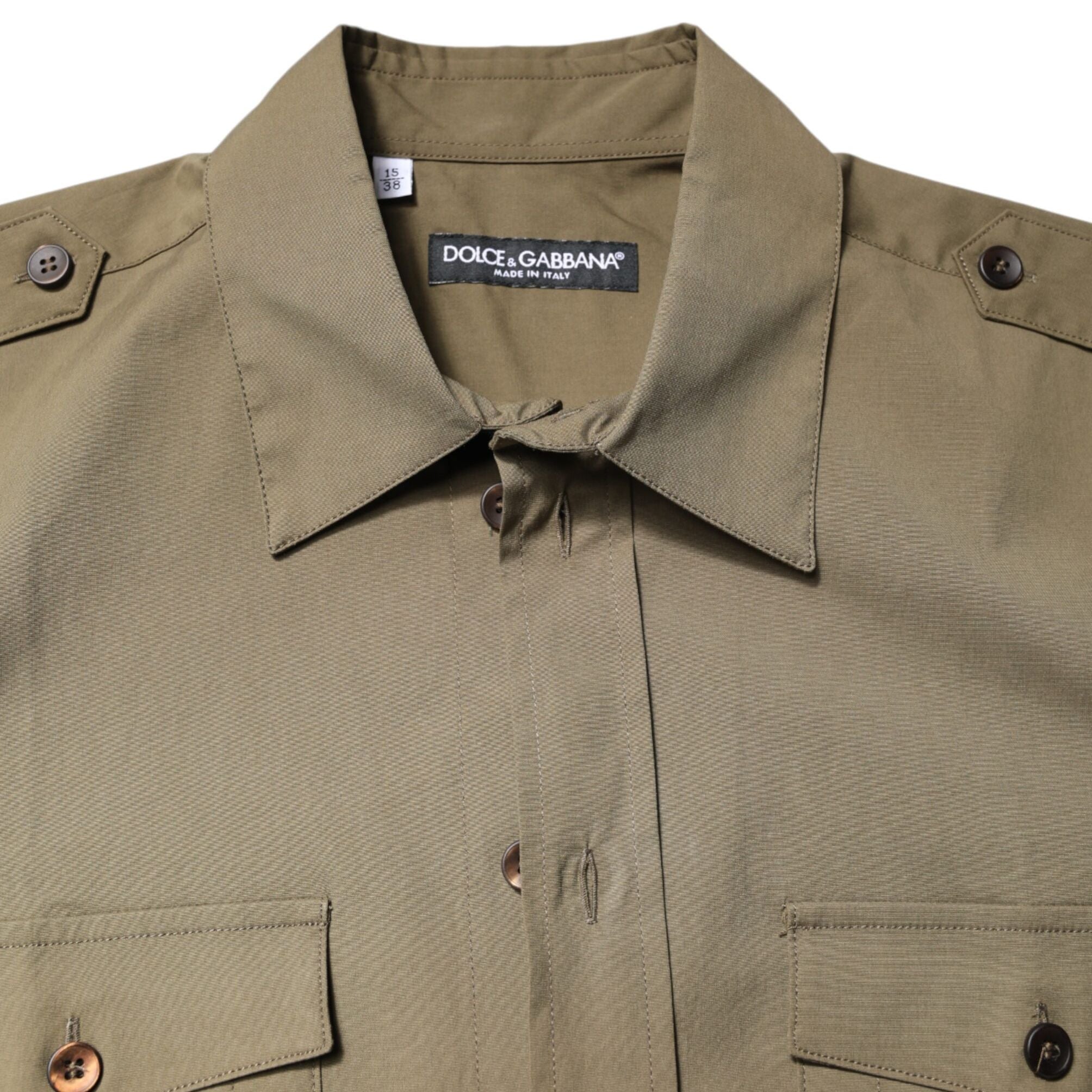 Dolce & Gabbana Brown Cotton Stretch Casual Long Sleeves Shirt