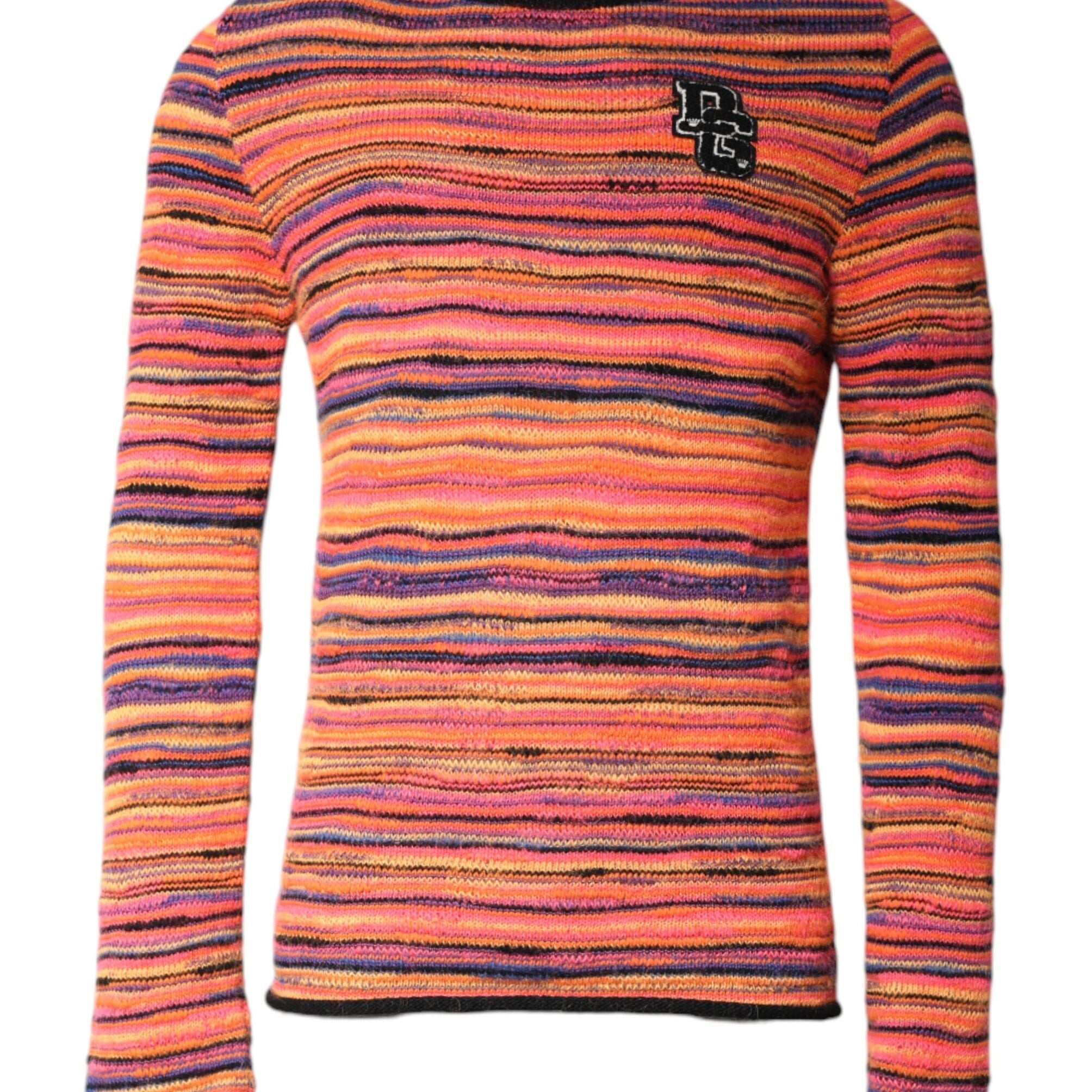 Dolce & Gabbana Multicolor Wool DGLogo Knit Pullover Sweater