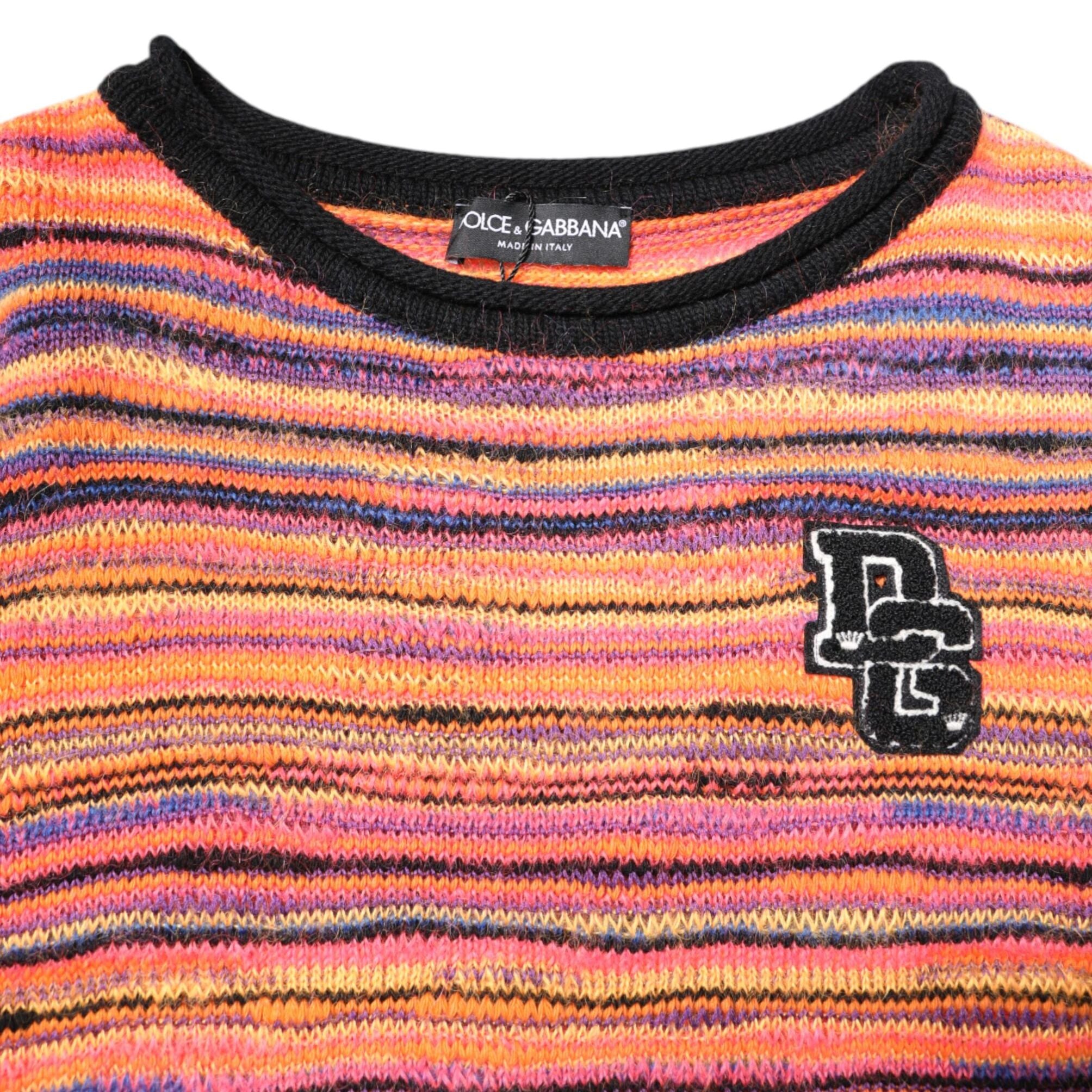 Dolce & Gabbana Multicolor Wool DGLogo Knit Pullover Sweater