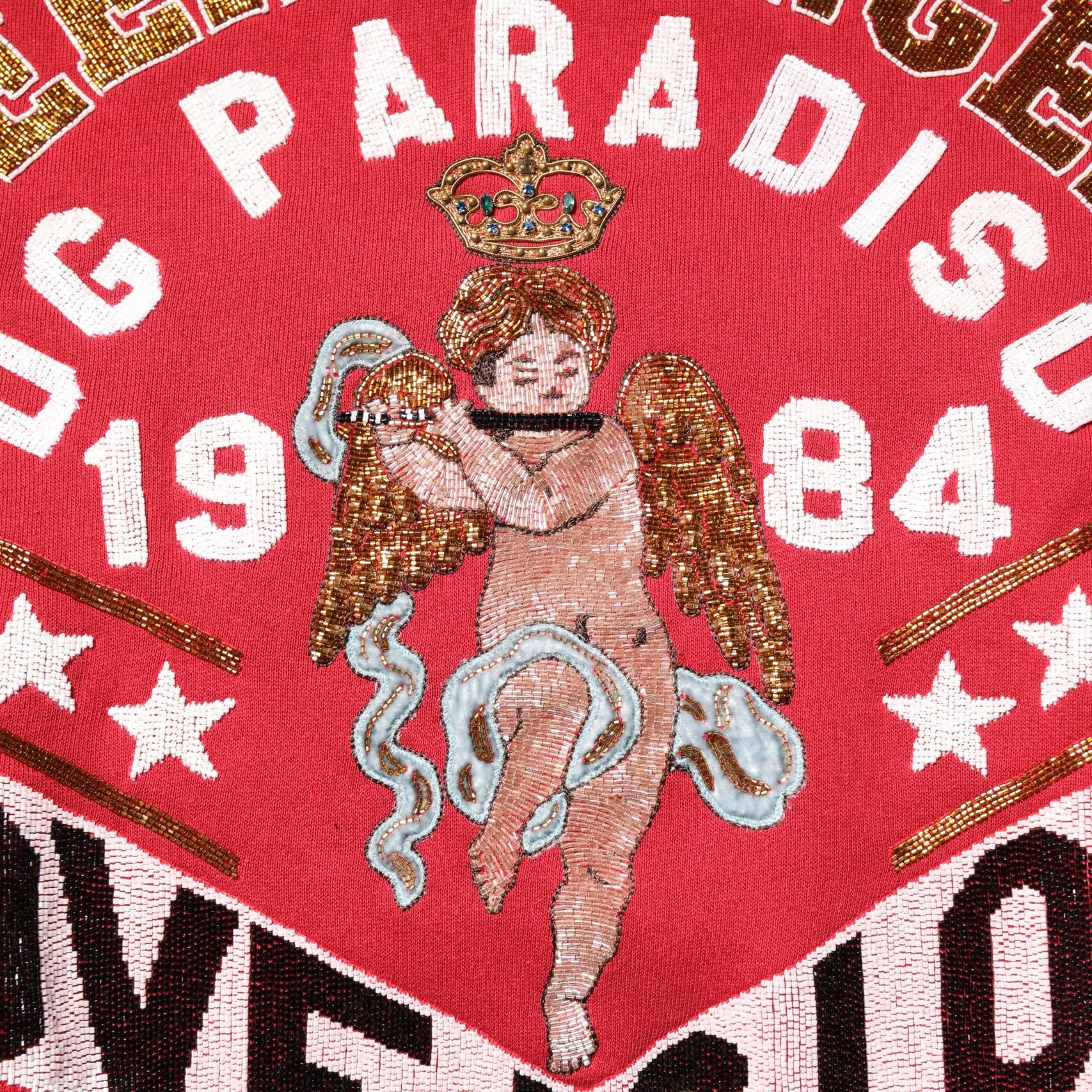 Dolce & Gabbana Red Sequin Knit Pullover Sweatshirt Sweater