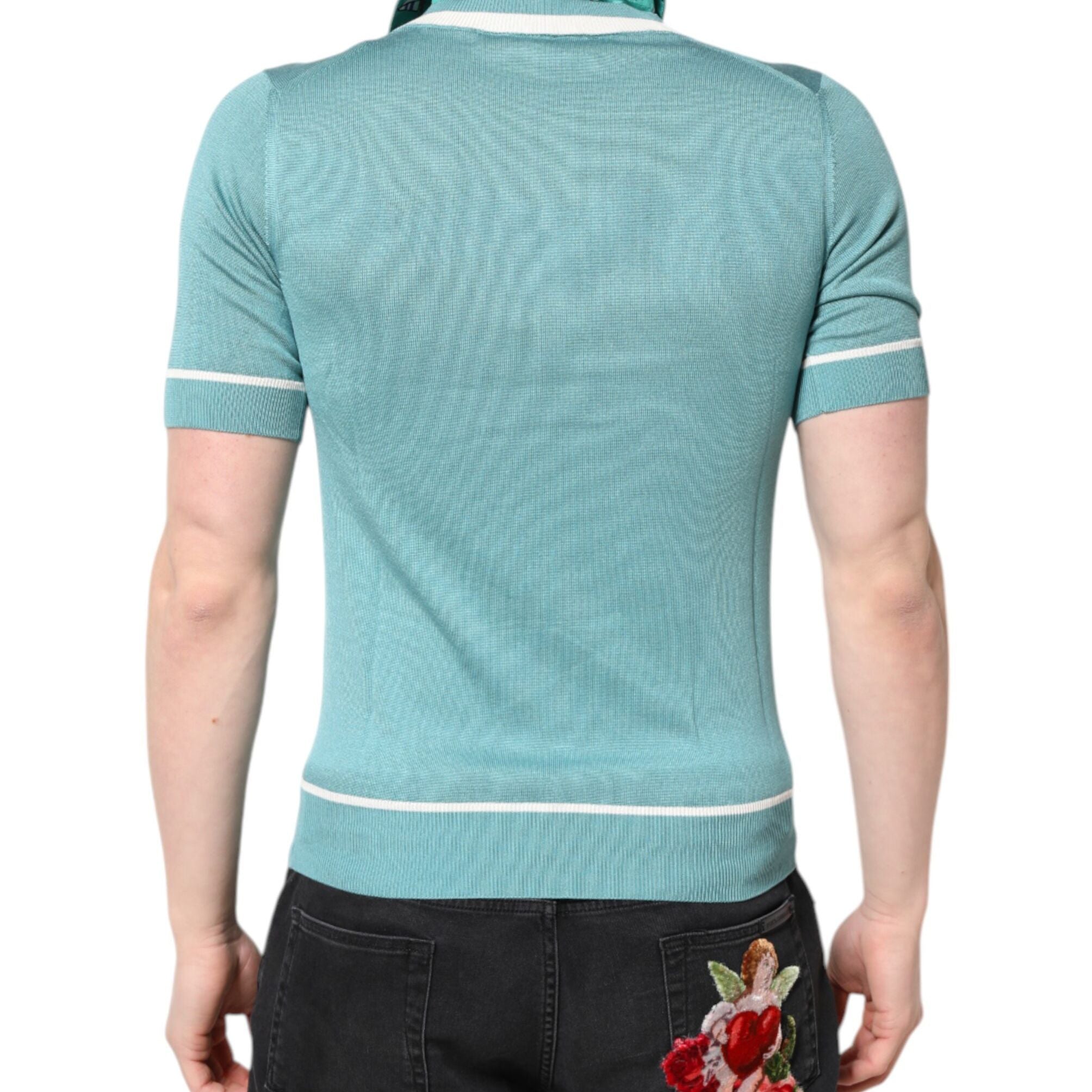 Dolce & Gabbana Green Printed Collared Short Sleeve T-shirt