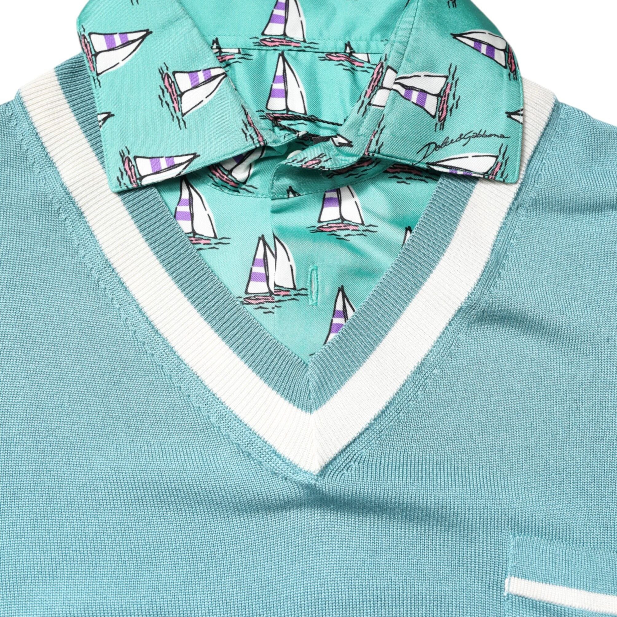 Dolce & Gabbana Green Printed Collared Short Sleeve T-shirt