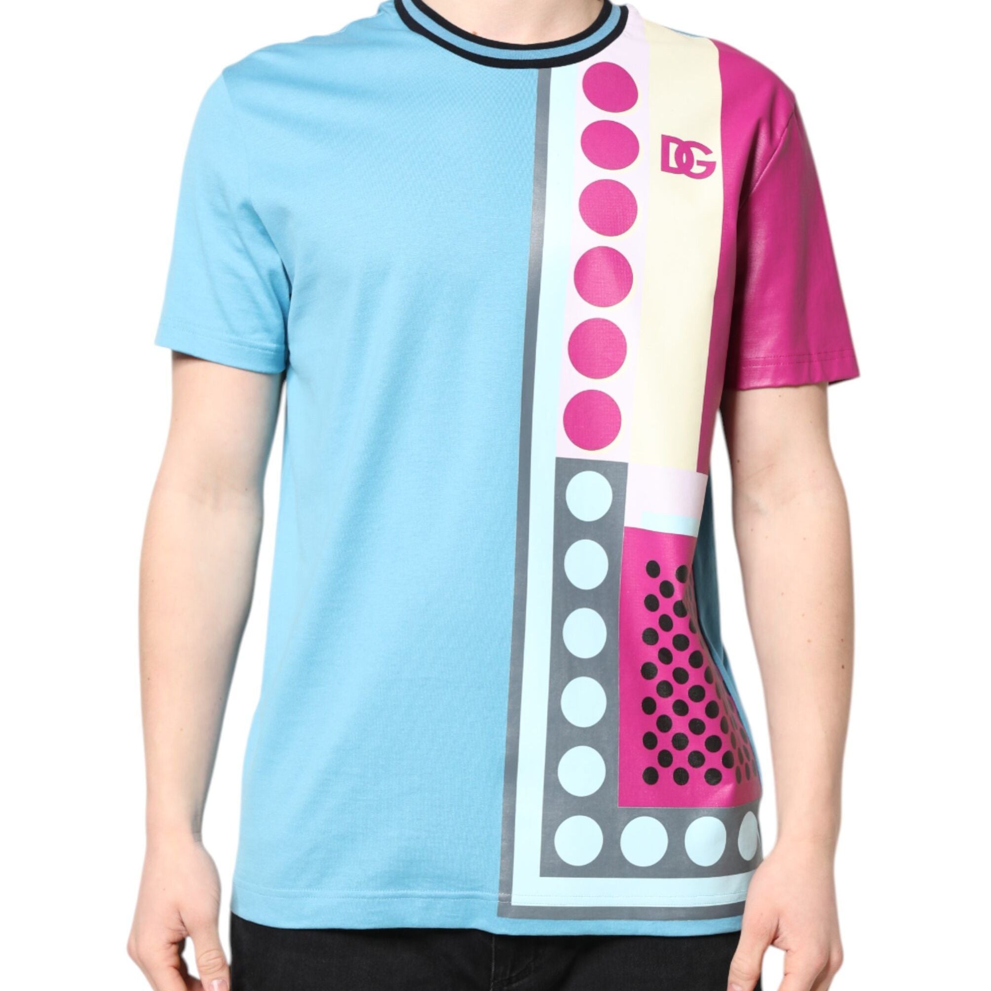 Dolce & Gabbana Multicolor Printed Logo Short Sleeve T-shirt