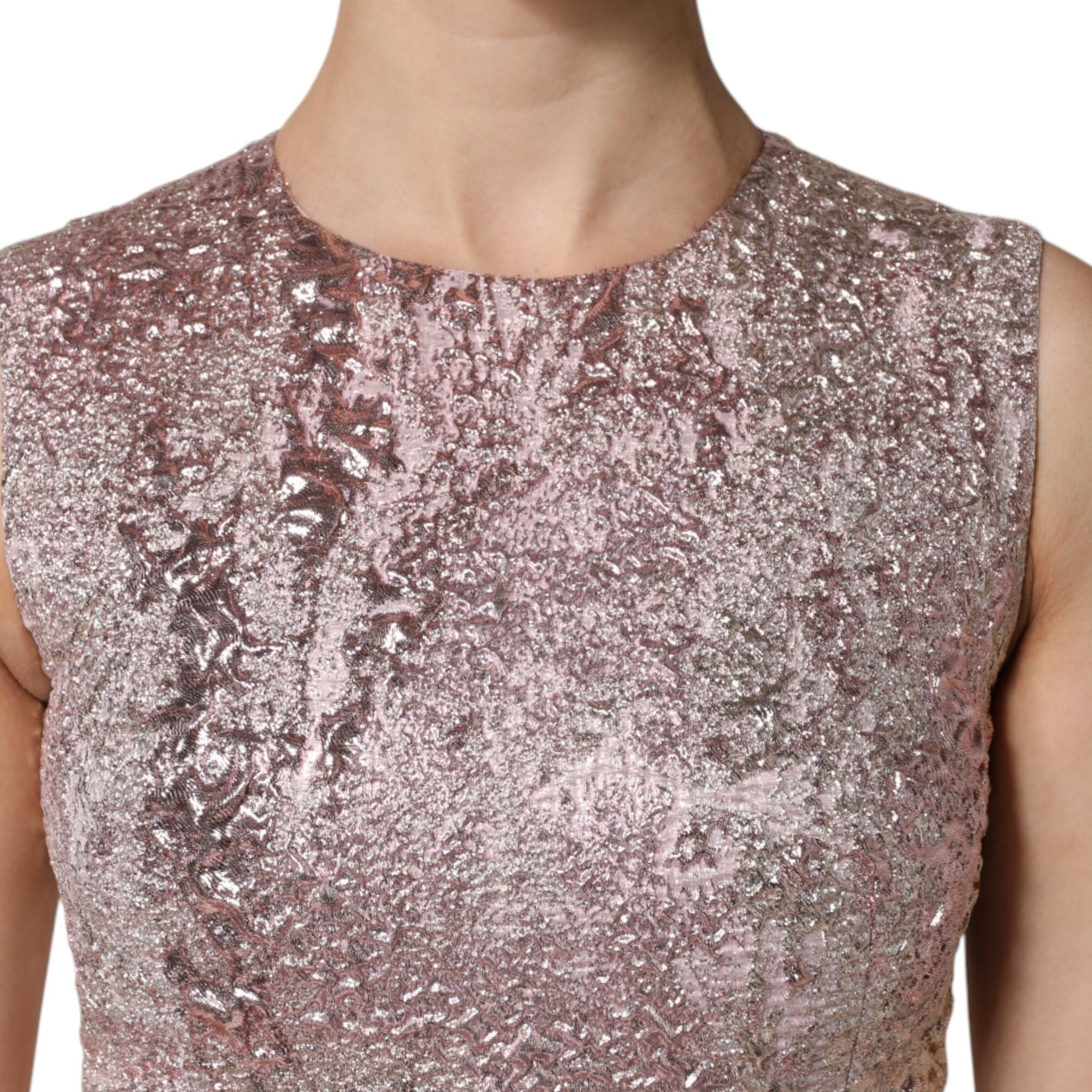 Dolce & Gabbana Pink Jacquard Sleeveless Sheath Mini Dress