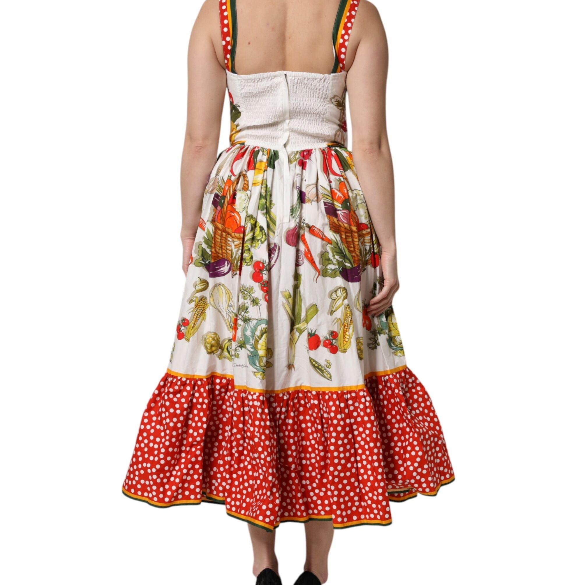 Dolce & Gabbana White Vegetables Sleeveless A-line Dress