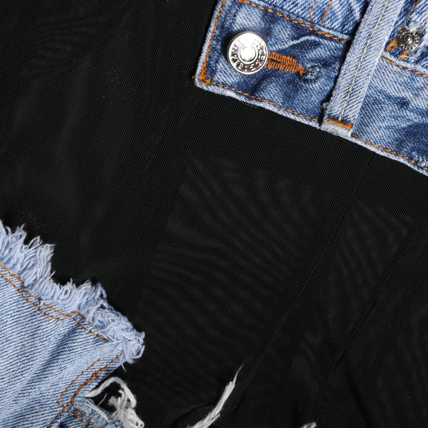 Dolce & Gabbana Black Blue Sleeveless Denim Mini Dress