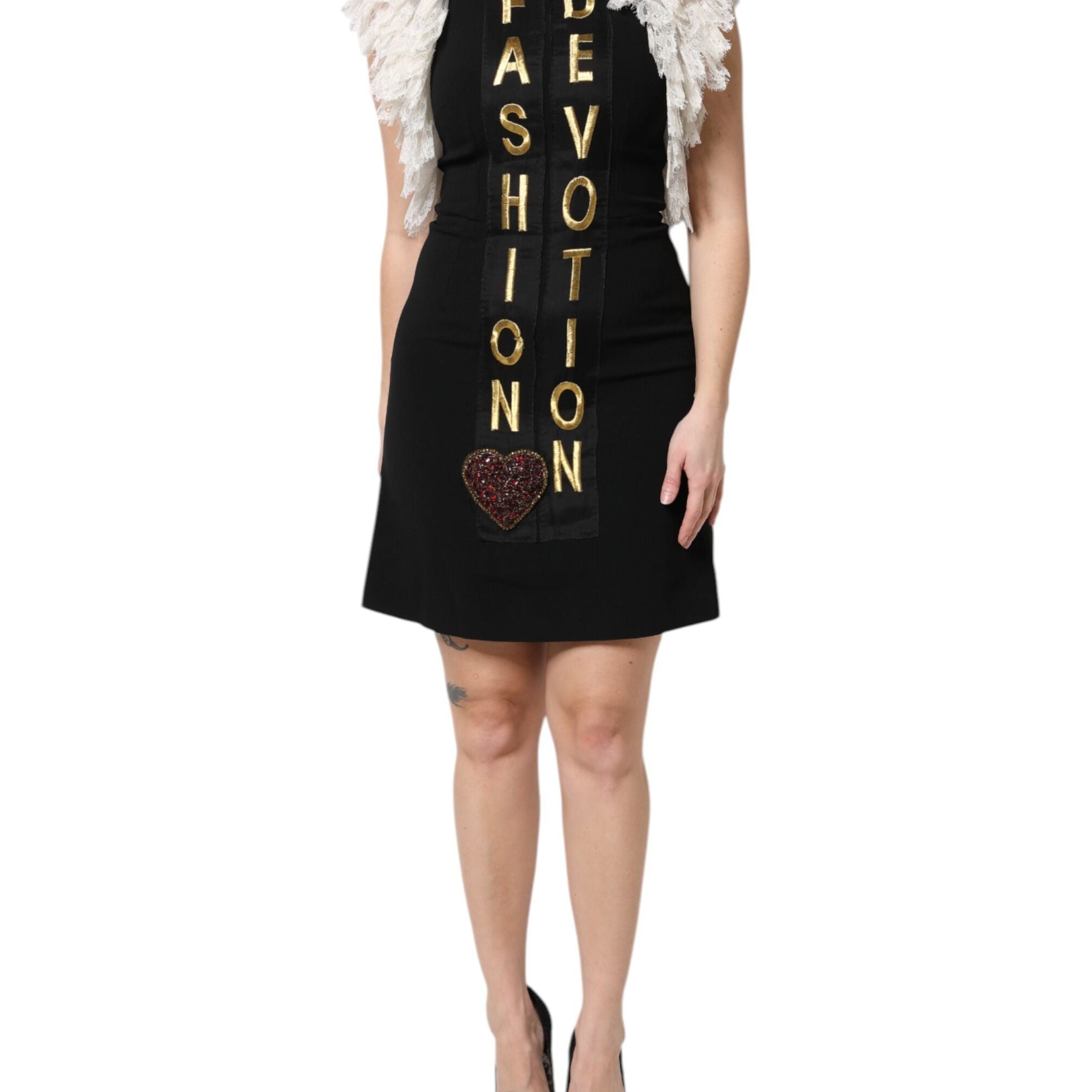 Dolce & Gabbana Black Fashion Devotion Embellish Mini Dress