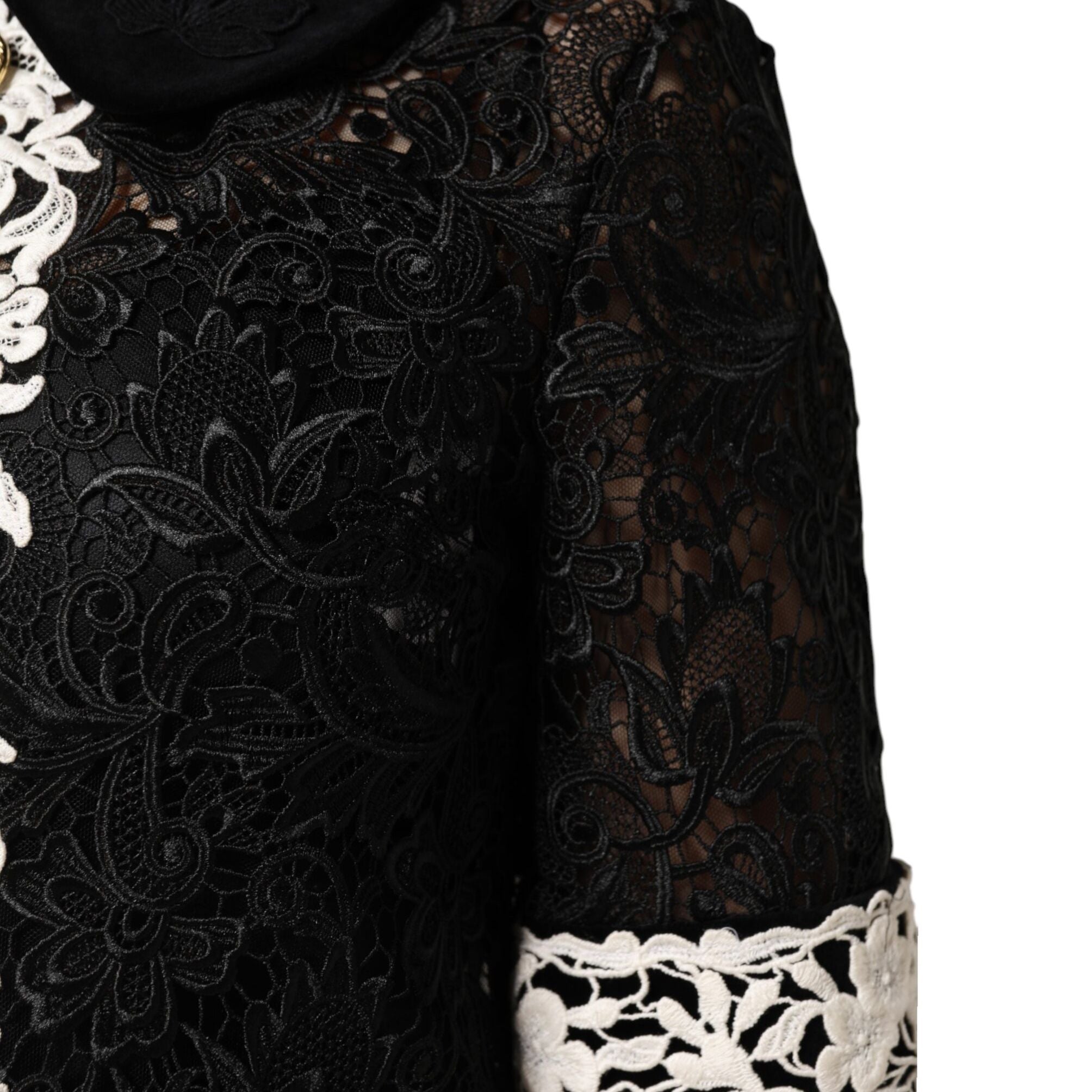 Dolce & Gabbana Black Floral Lace Embellished Mini Dress