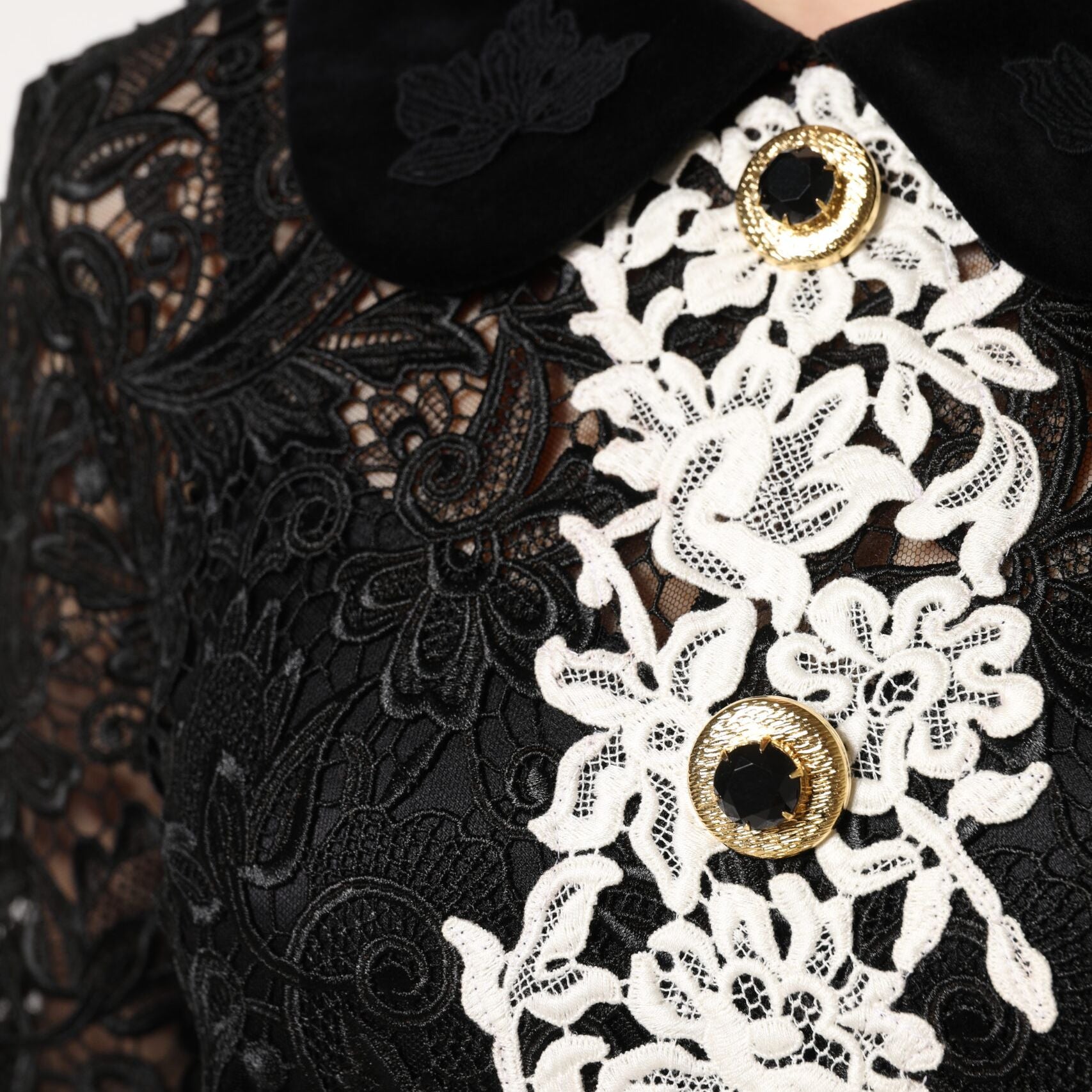 Dolce & Gabbana Black Floral Lace Embellished Mini Dress