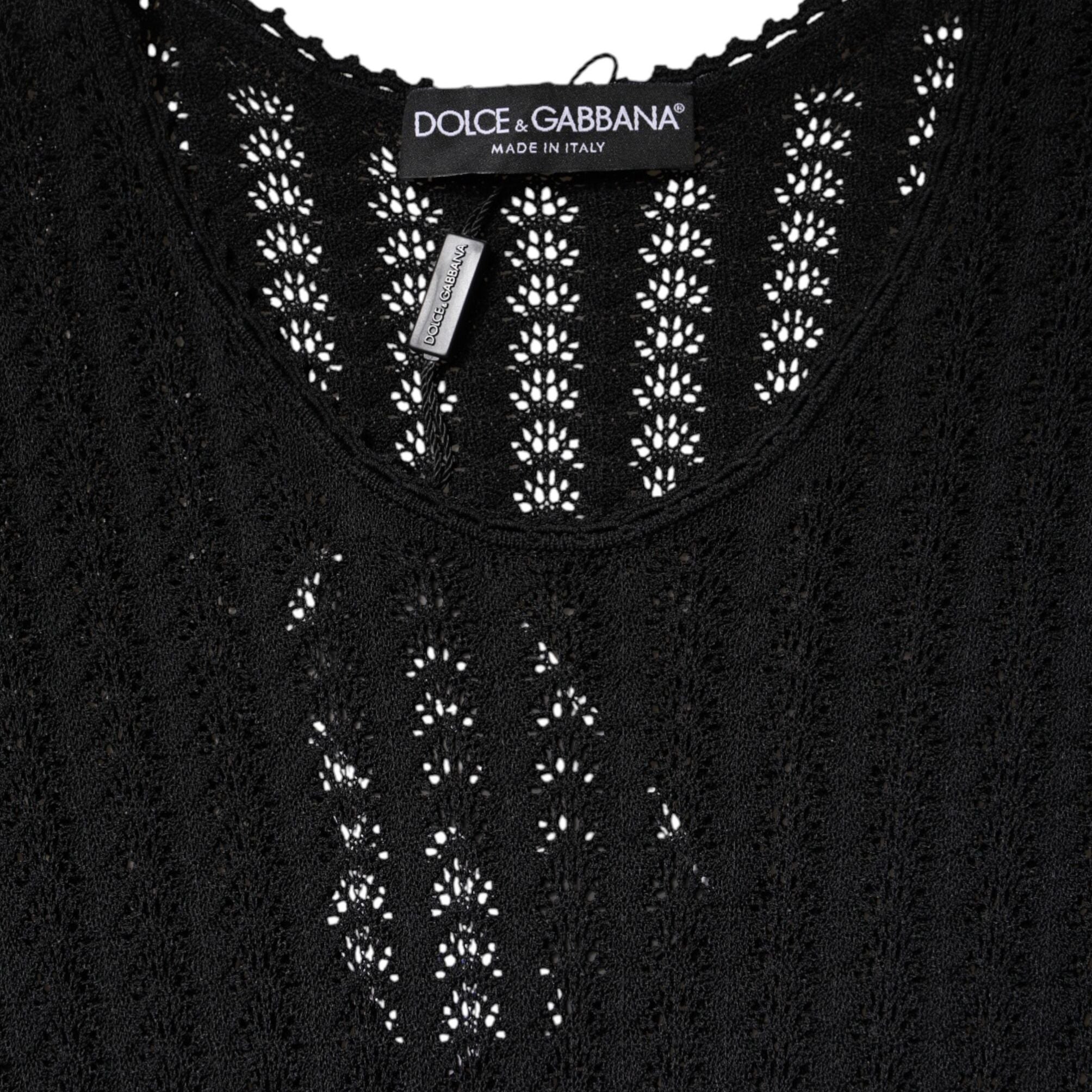 Dolce & Gabbana Black Cashmere Long Sleeves A-line Midi Dress
