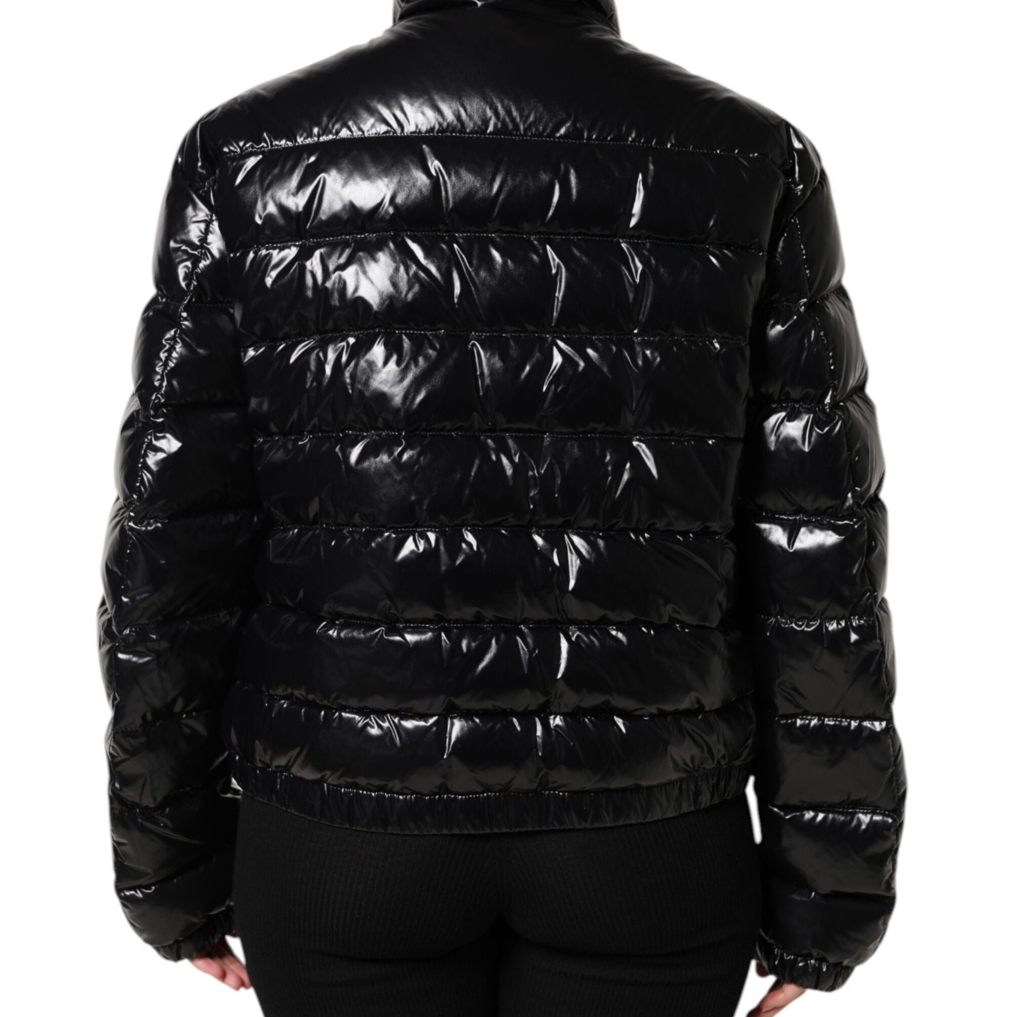 Dolce & Gabbana Black Logo Plaque Full Zip Puffer Jacket