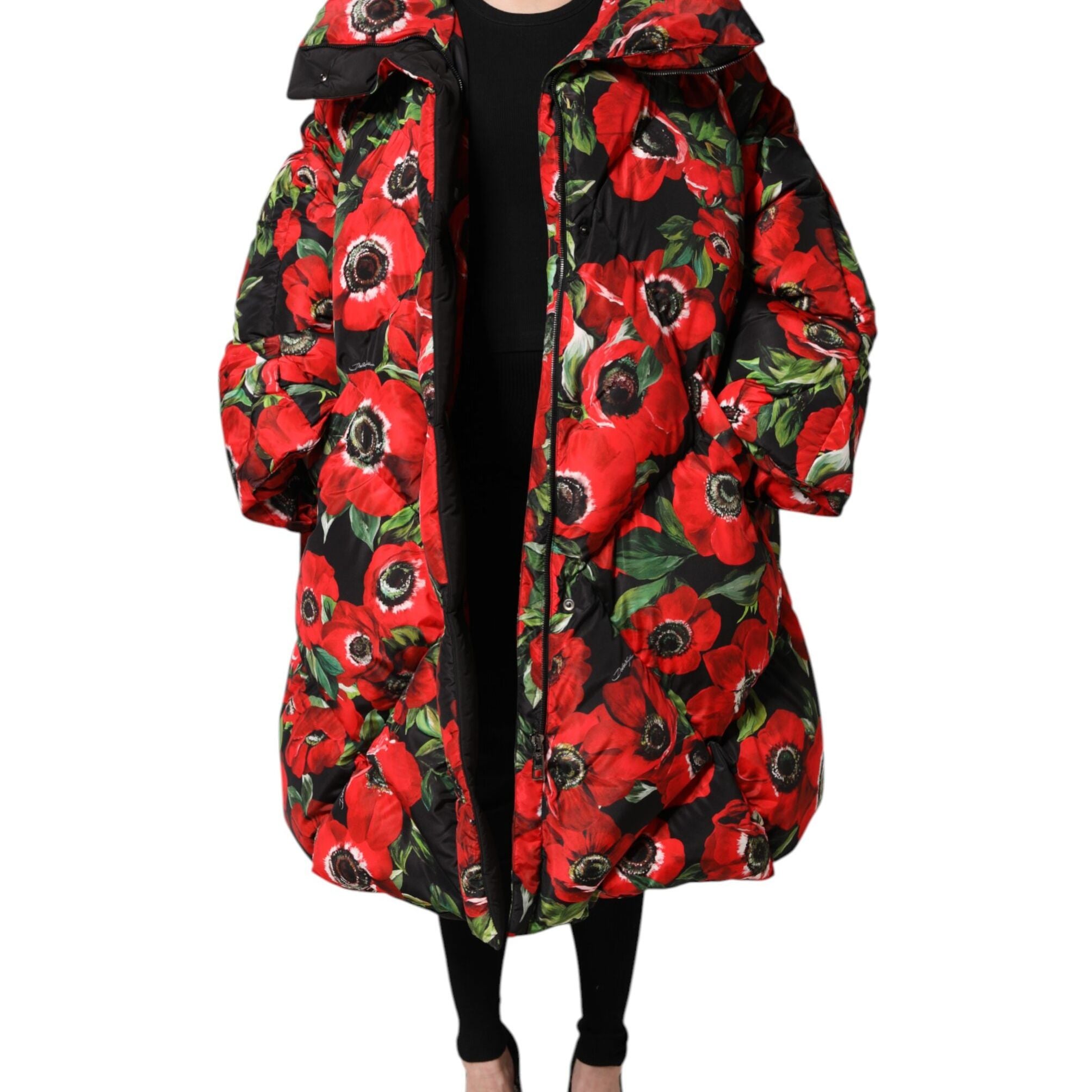 Dolce & Gabbana Multicolor Floral Full Zip Padded Jacket