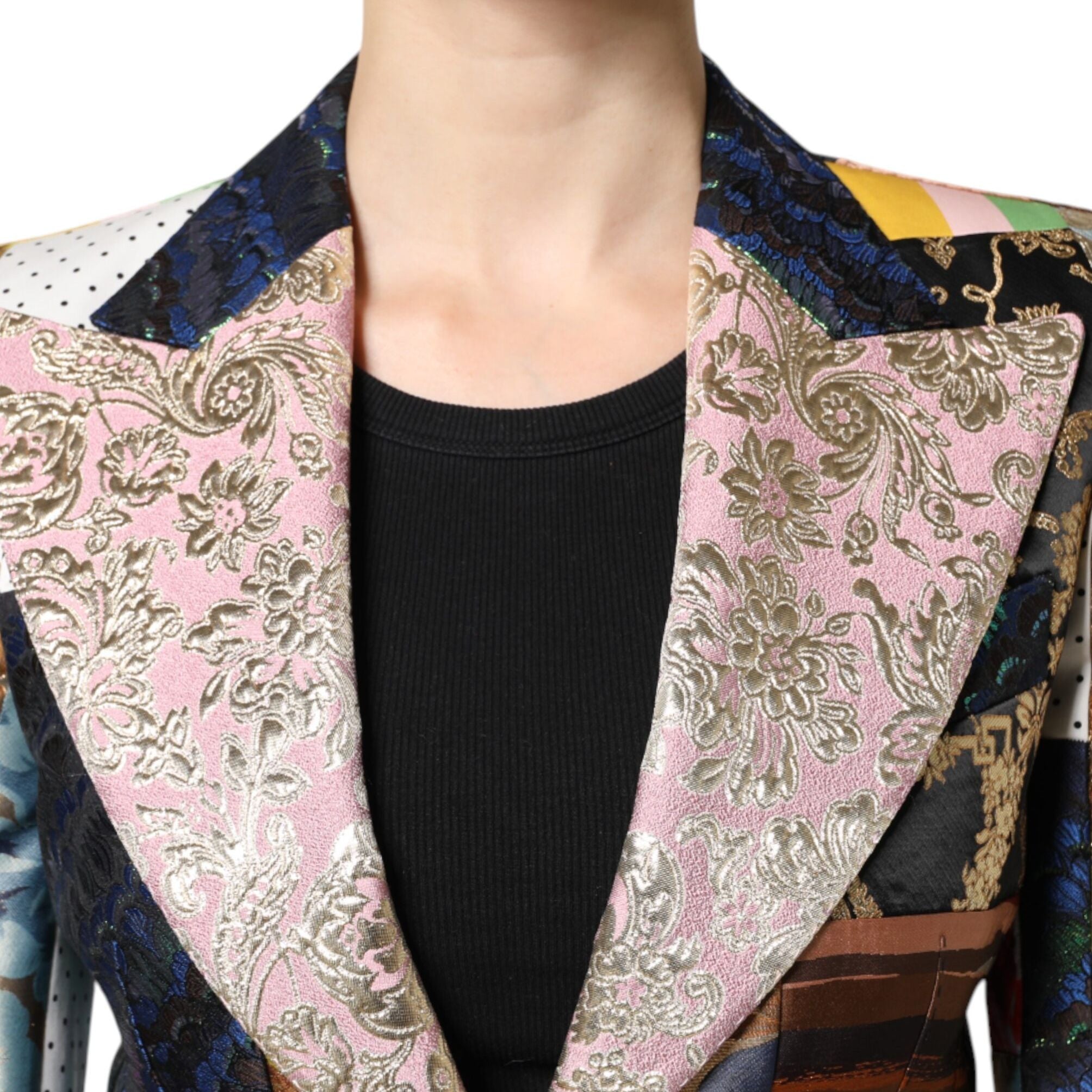 Dolce & Gabbana Multicolor Floral Patchwork Jacquard Jacket