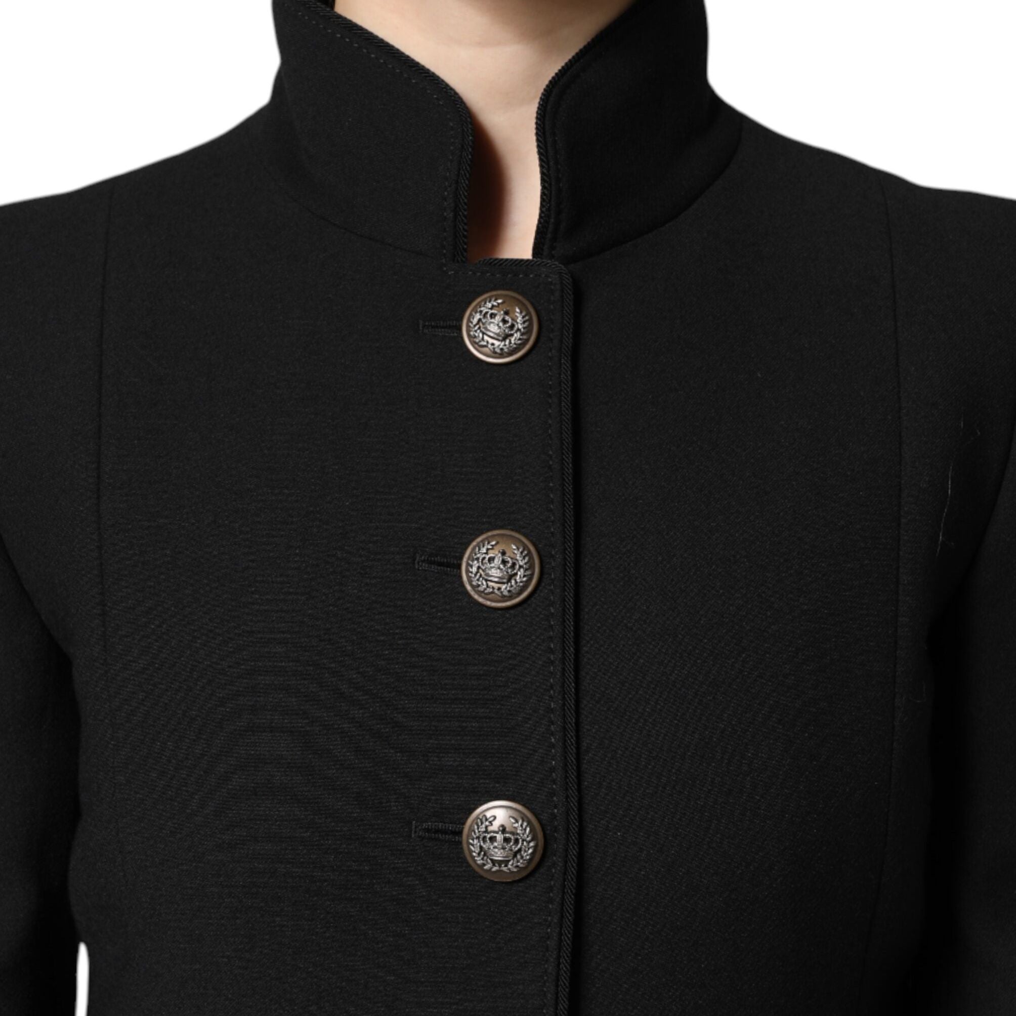 Dolce & Gabbana Black Wool Single Breasted Trench Coat Jacket