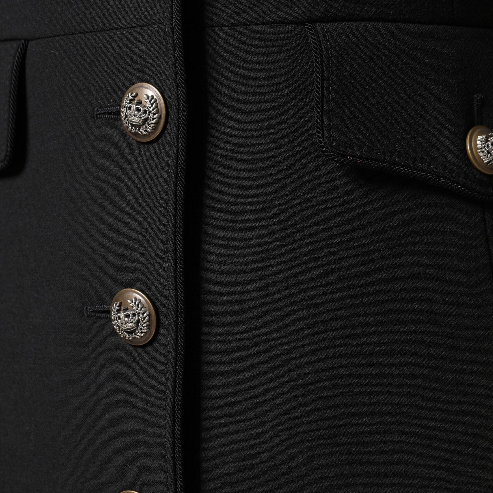 Dolce & Gabbana Black Wool Single Breasted Trench Coat Jacket