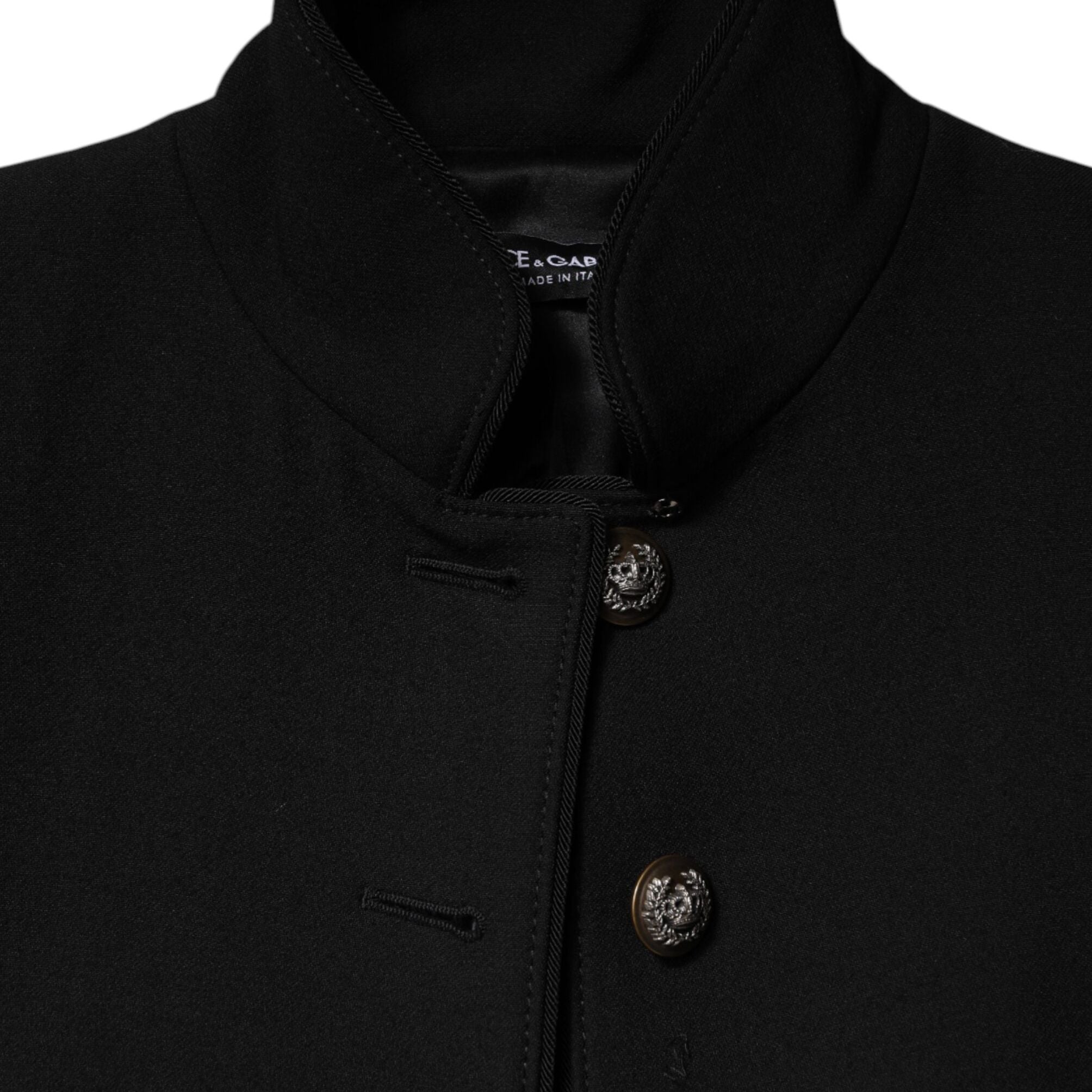 Dolce & Gabbana Black Wool Single Breasted Trench Coat Jacket