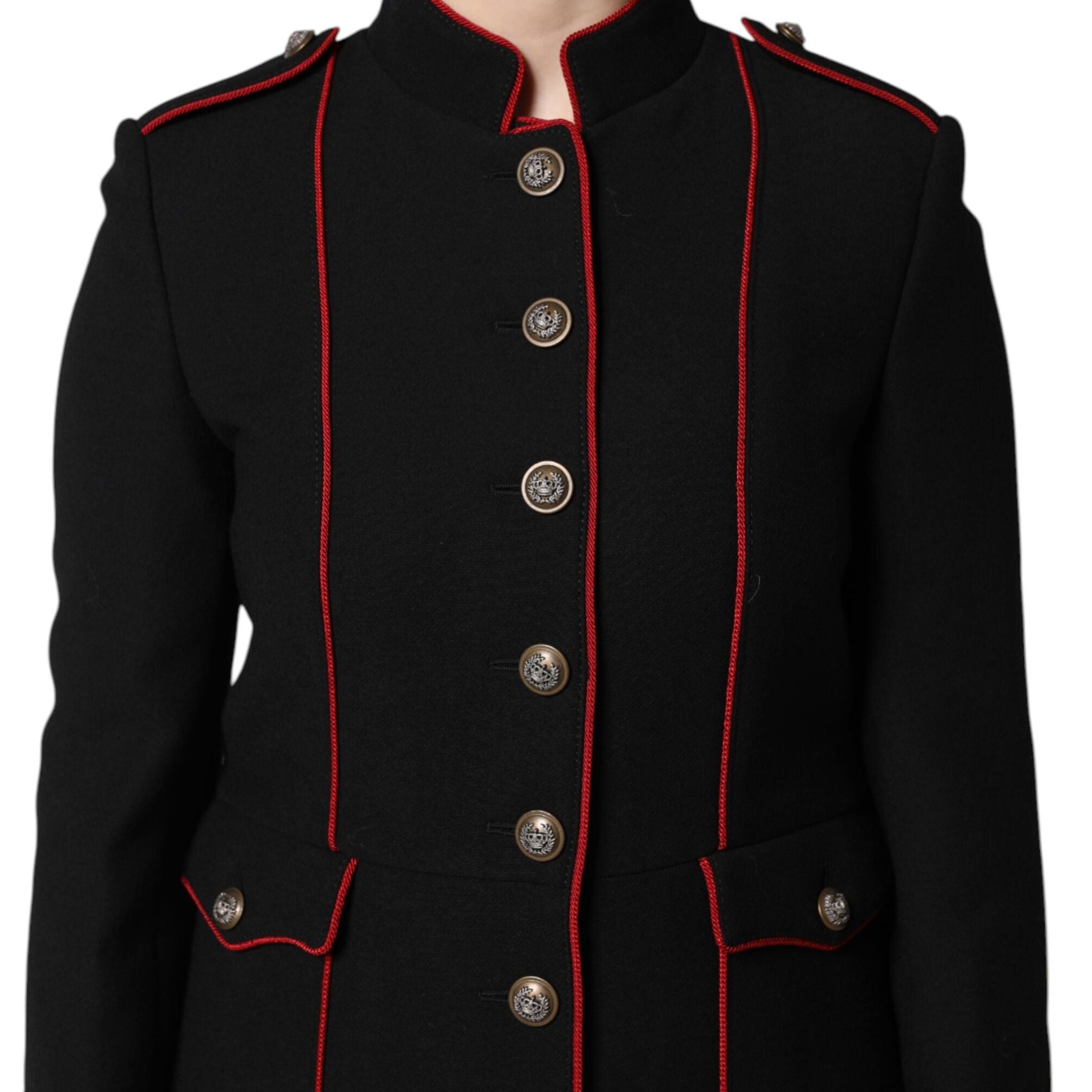 Dolce & Gabbana Black Wool Single Breasted Trench Coat Jacket