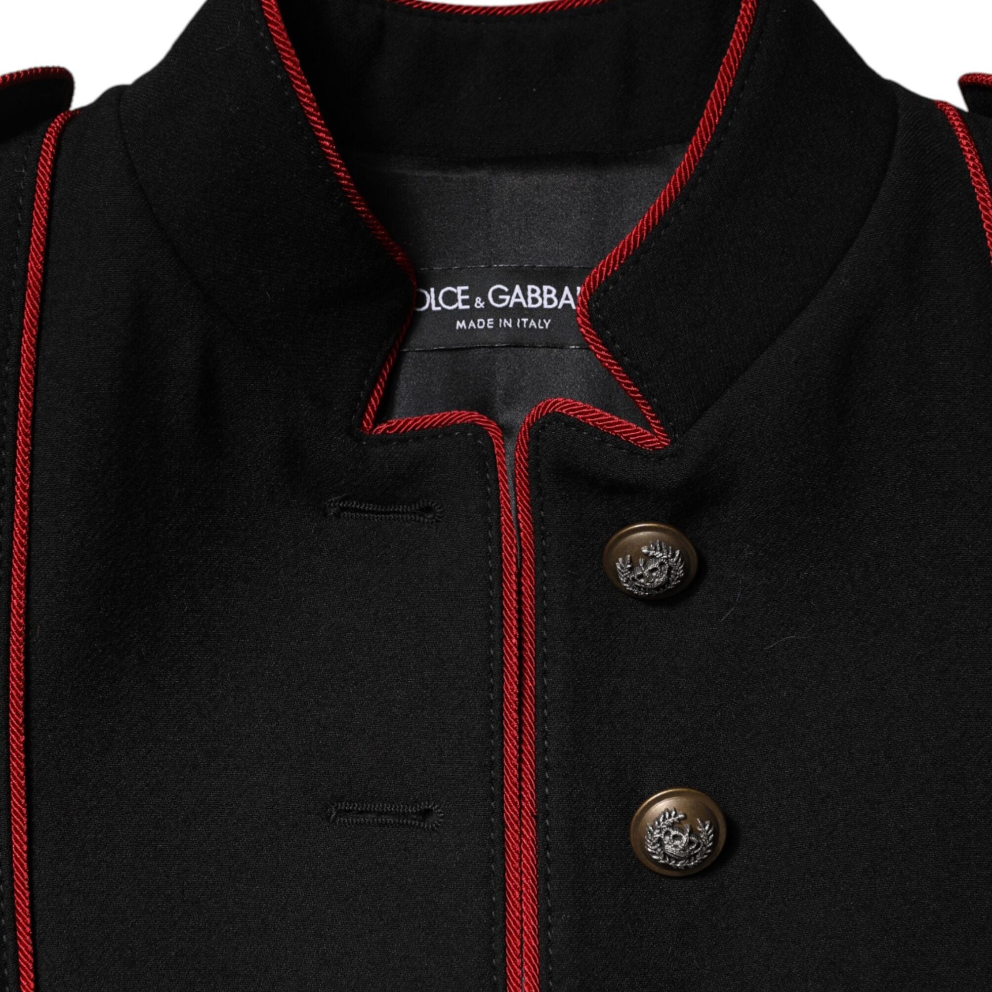 Dolce & Gabbana Black Wool Single Breasted Trench Coat Jacket