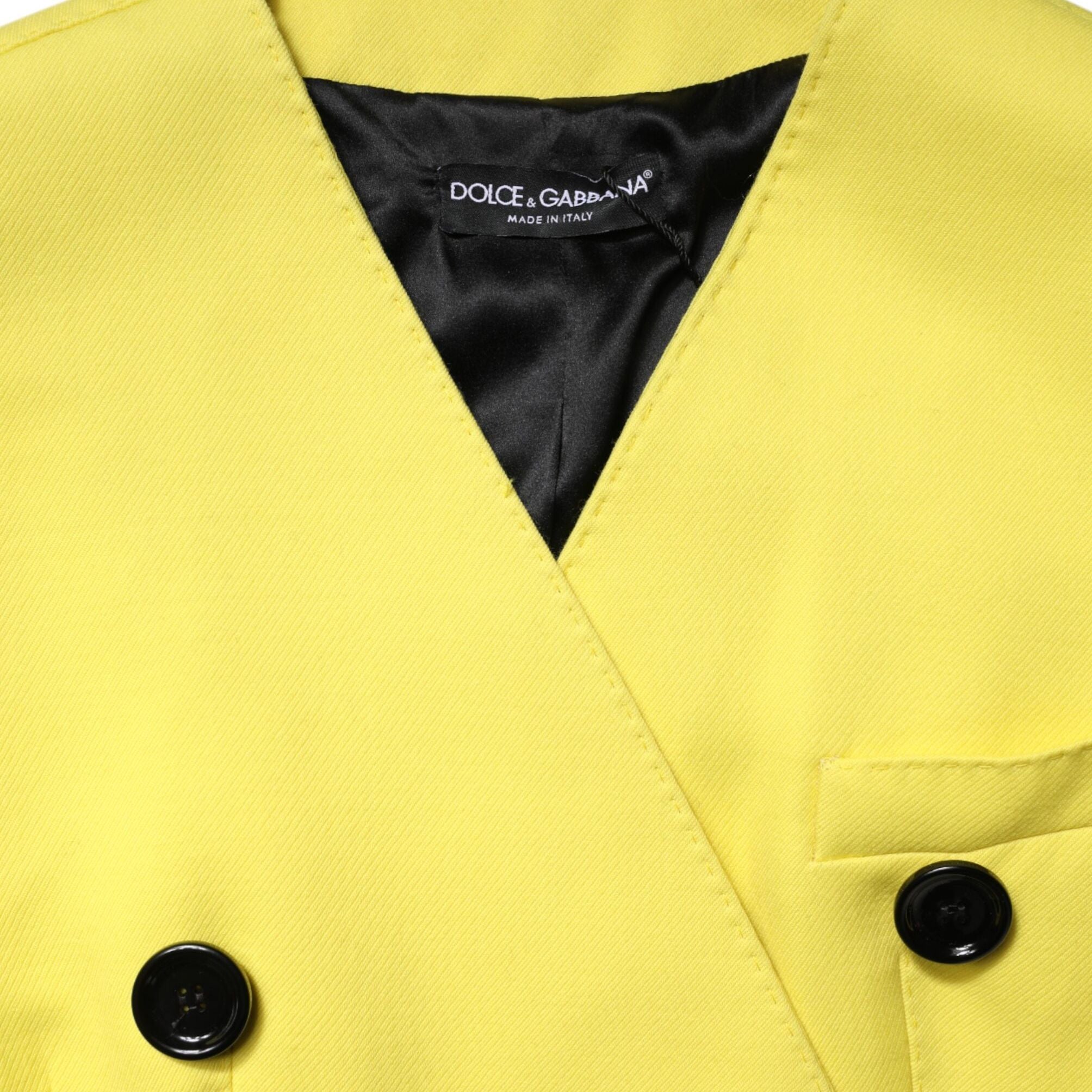 Dolce & Gabbana Yellow Double Breasted Trench Coat Jacket
